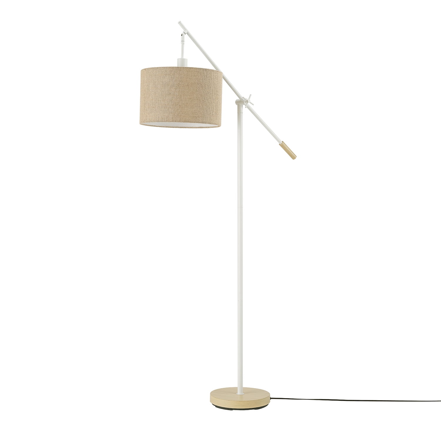 Globe Electric Serena 66" Matte White Dimmable Floor Lamp with Jute Shade, 91004429