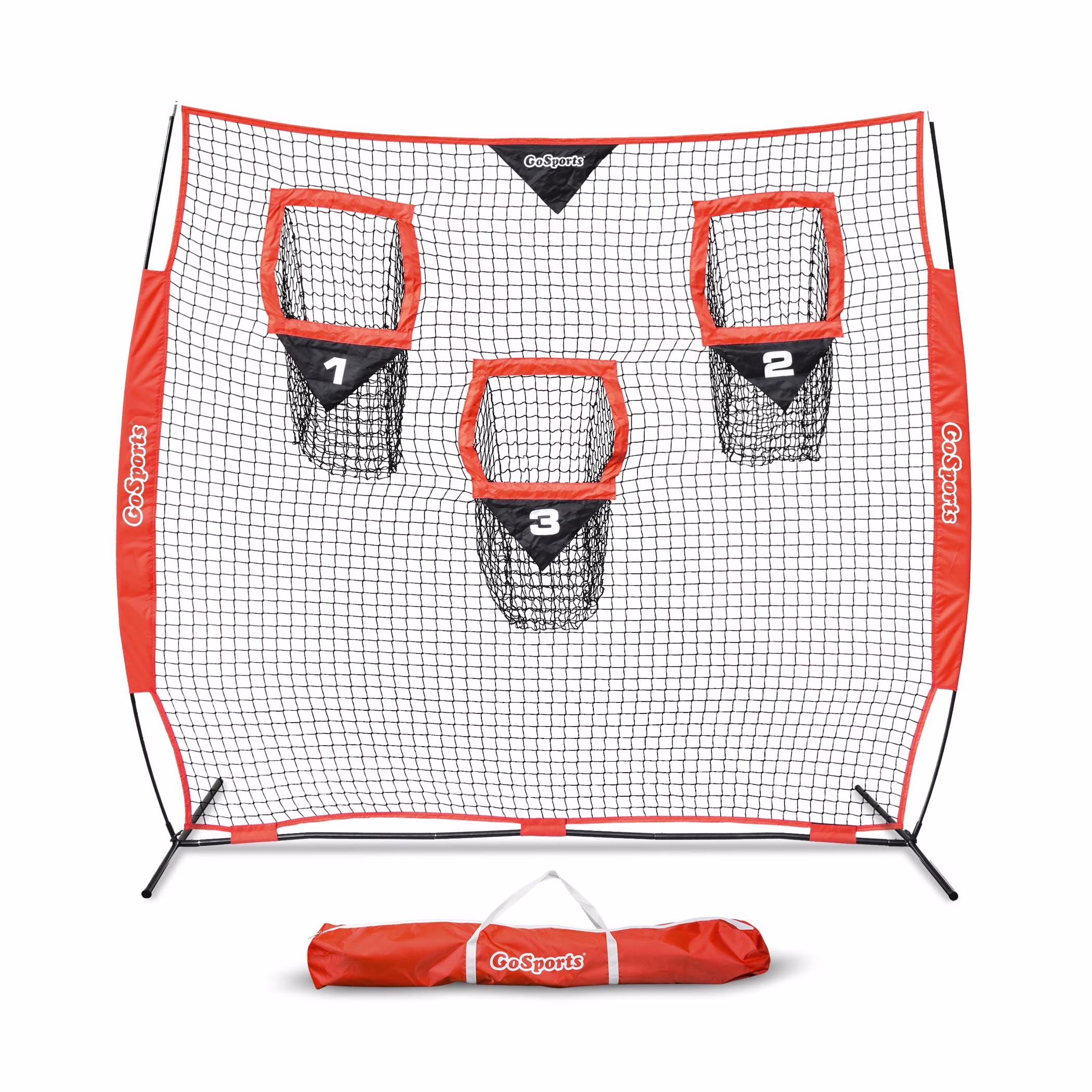 GoSports 8 x 8 ft Football Throwing Net - Red - Improve QB Throwing Accuracy