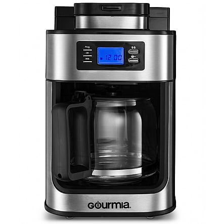 Gourmia 12-Cup Grind & Brew Coffee Maker with Integrated Grinder Black, New