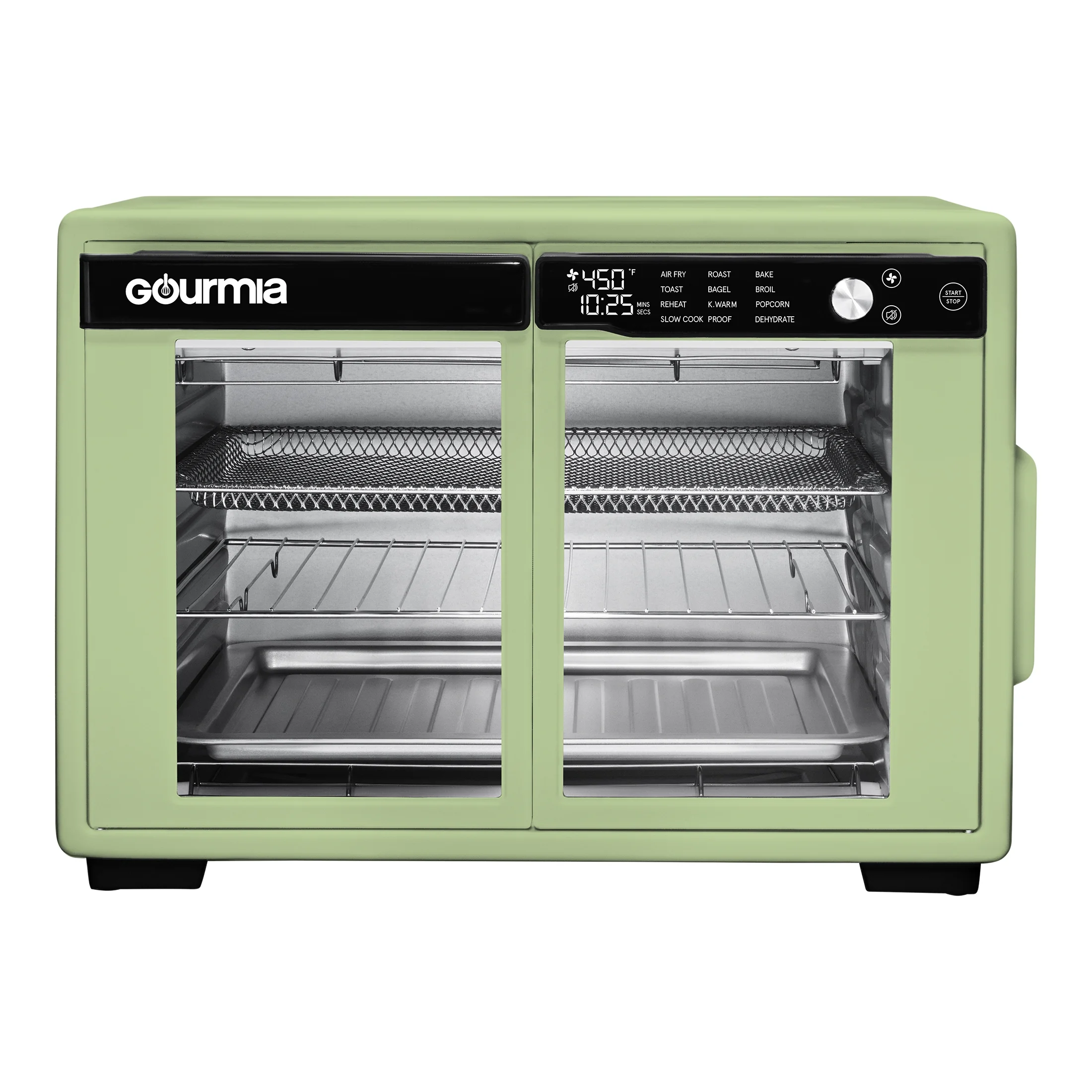 Gourmia 9-Slice Digital Toaster Oven Air Fryer with Convection Mode and 12 Cooking Functions, Green