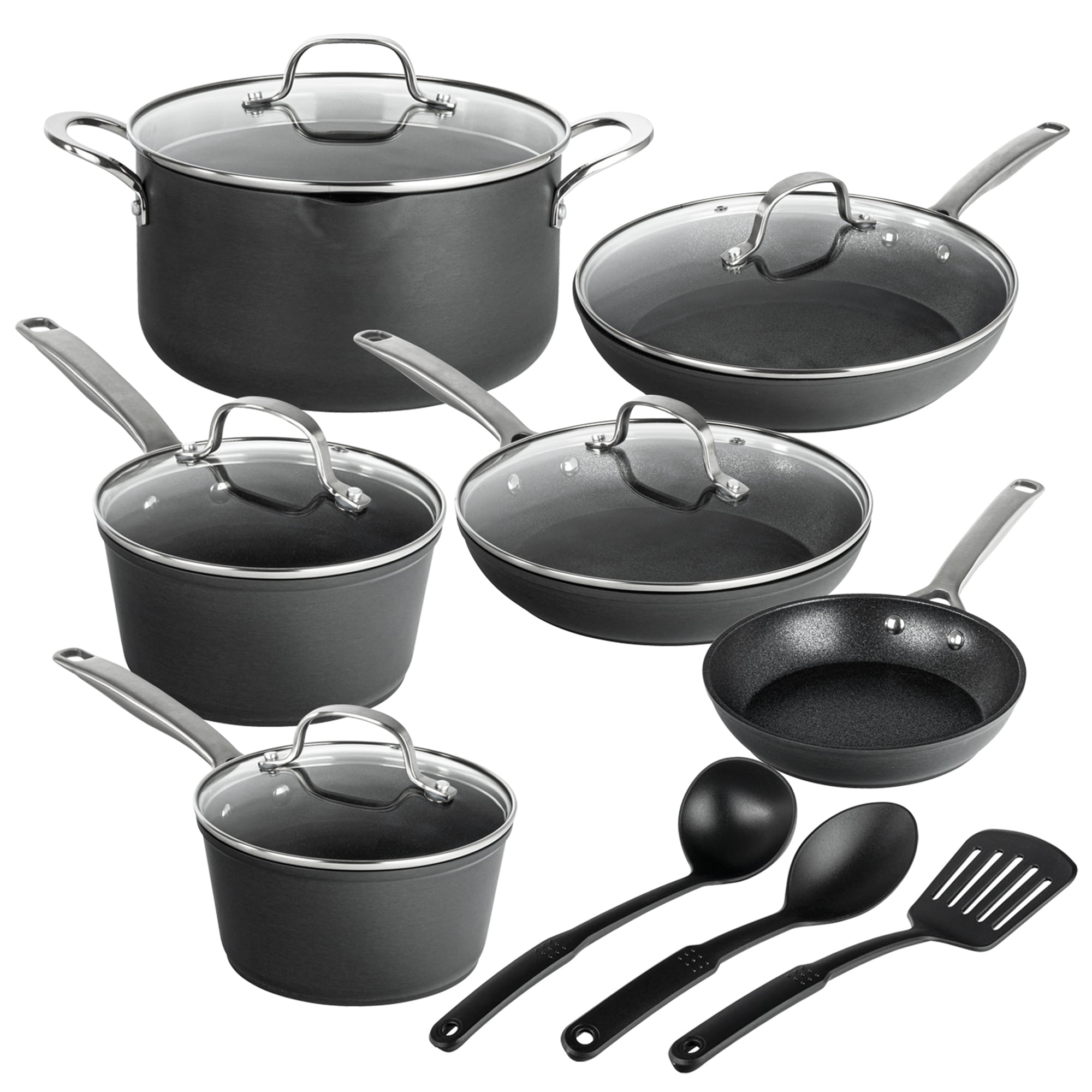 GRANITESTONE 14 Pc Induction Cookware Sets, Kitchen Pots and Pans Set Non Stick, Kitchen Cookware Sets, Nonstick Cookware Set, Non Stick Pots and Pan Set, Hard Anodized, Oven and Dishwasher Safe