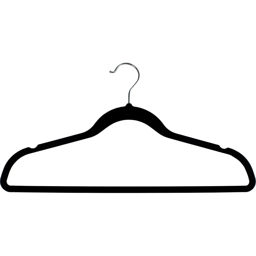 The Great American Hanger Company Black Rubber Coated Non-Slip Slim Line Suit Hanger, Box of 100 Flexible Ultra Thin Clothes Hanger w/ Swivel Hook and