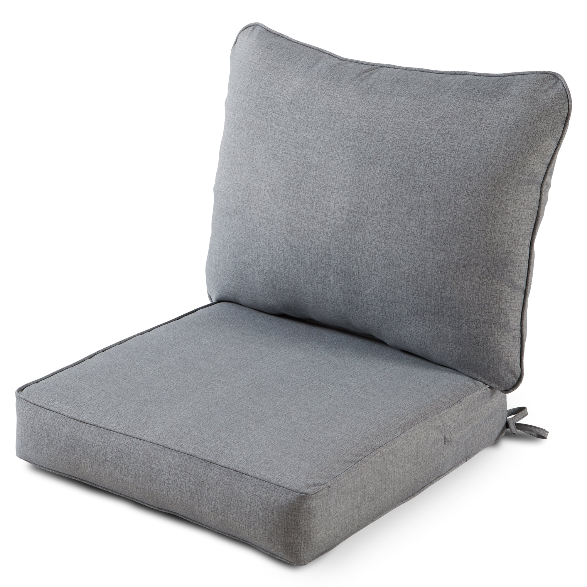 Greendale Home Fashions 24 x 24 in. Heather Gray Premium 2-Piece Deep Seat Cushion Set