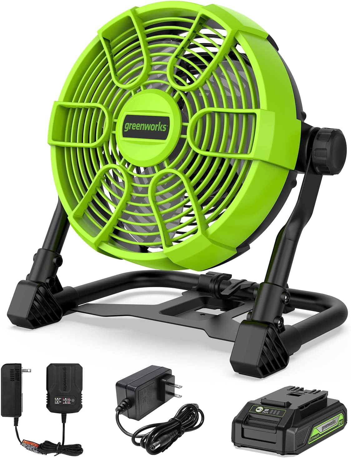 Greenworks 24V 10" (5-Speed) Fan (500 CFM) with 2.0Ah USB Battery and Charger
