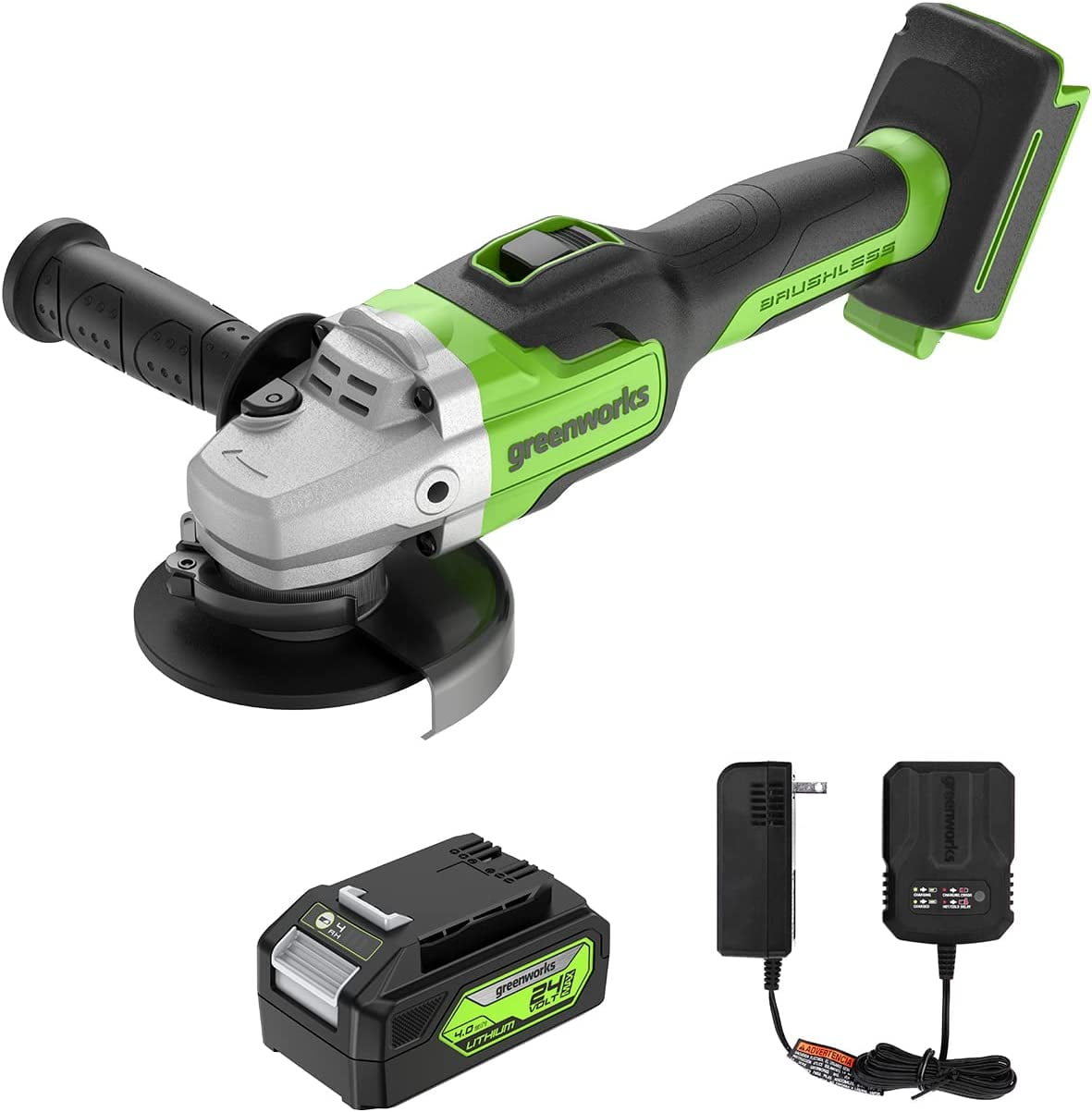 Greenworks 24V 4-1/2" Brushless Cordless Angle Grinder with 4Ah Battery & 2A Charger 3201302