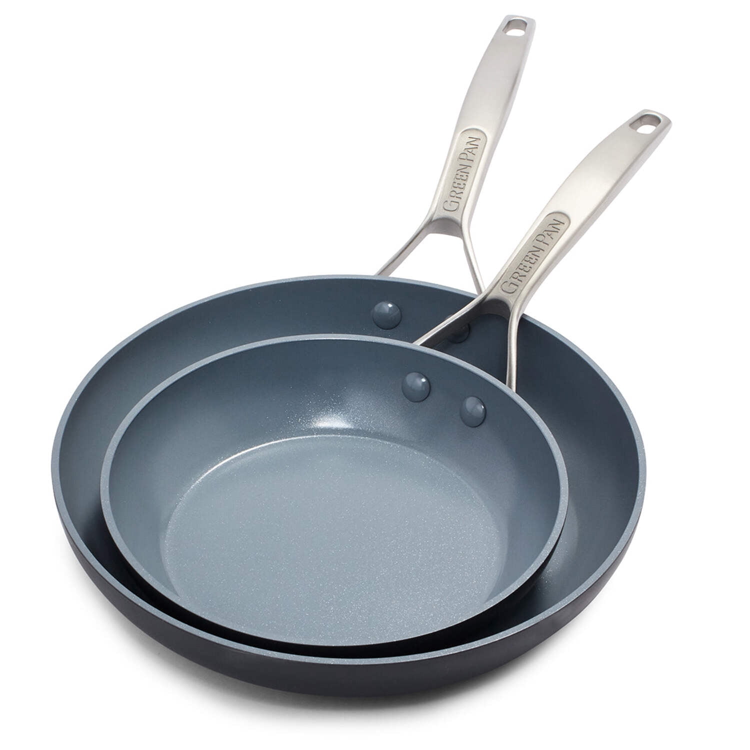GreenPan Paris Pro Healthy Ceramic Non-Stick 2-Piece Open Frypan Set, 10" and 12"