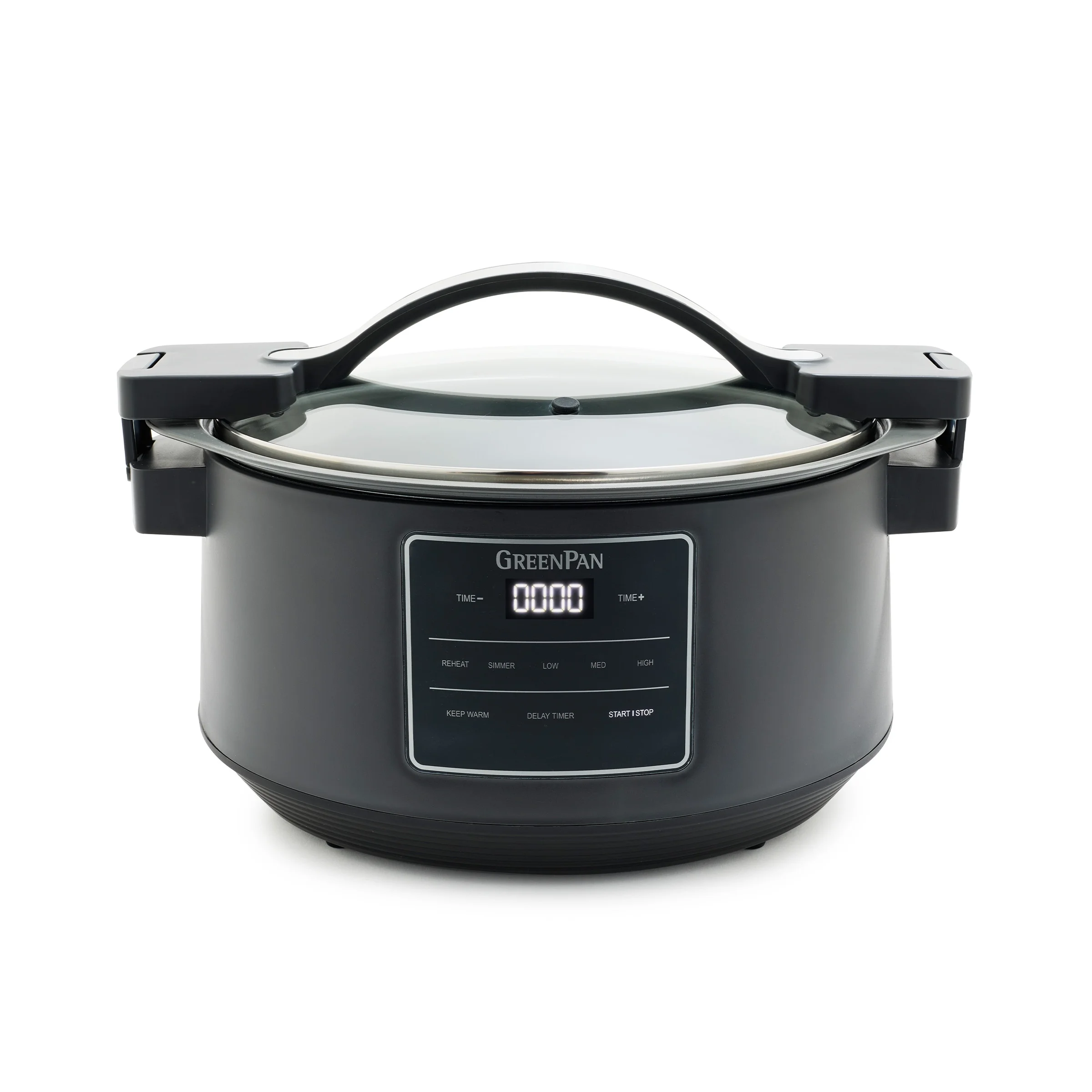 GreenPan 8 Quart Locking Lid Slow Cooker, Healthy Ceramic Nonstick, Graphite