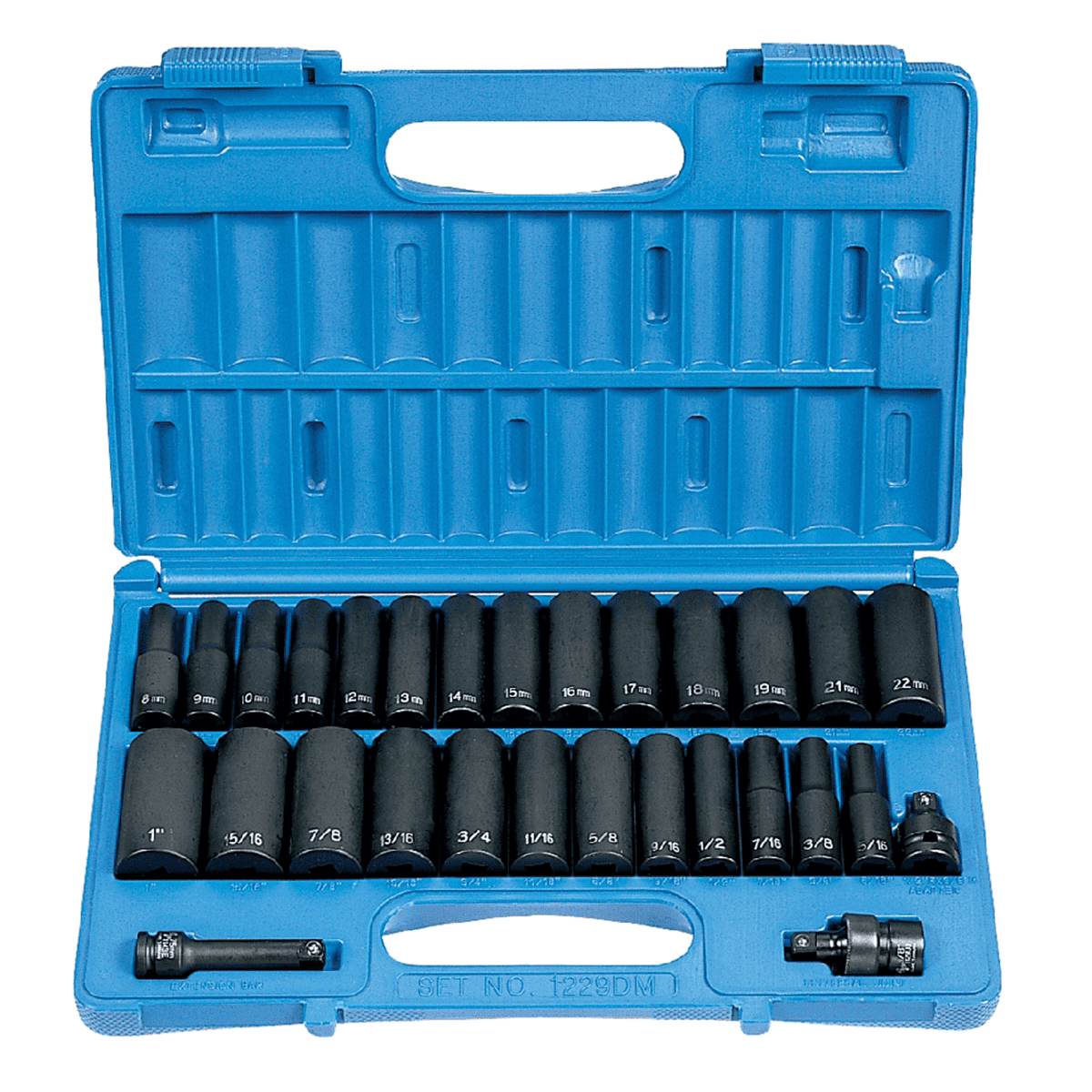 Grey Pneumatic 1229DM 3/8" Drive 29-Piece Deep SAE/Metric Set