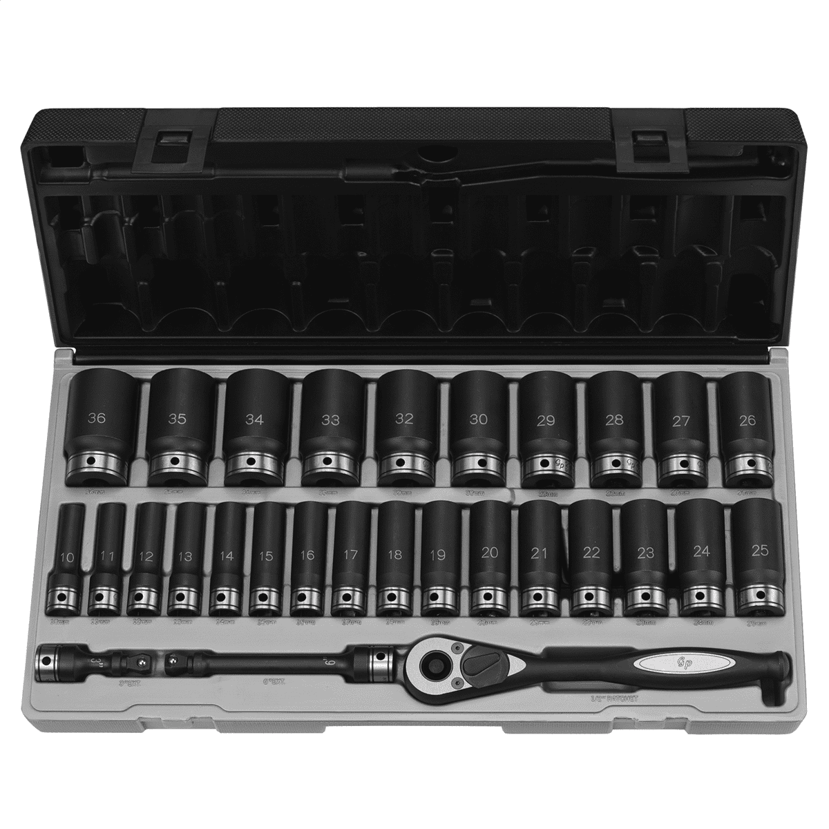 Grey Pneumatic 82629MD 1/2" Dr. 29pc Metric Deep Duo-Socket Set - 6 Pt