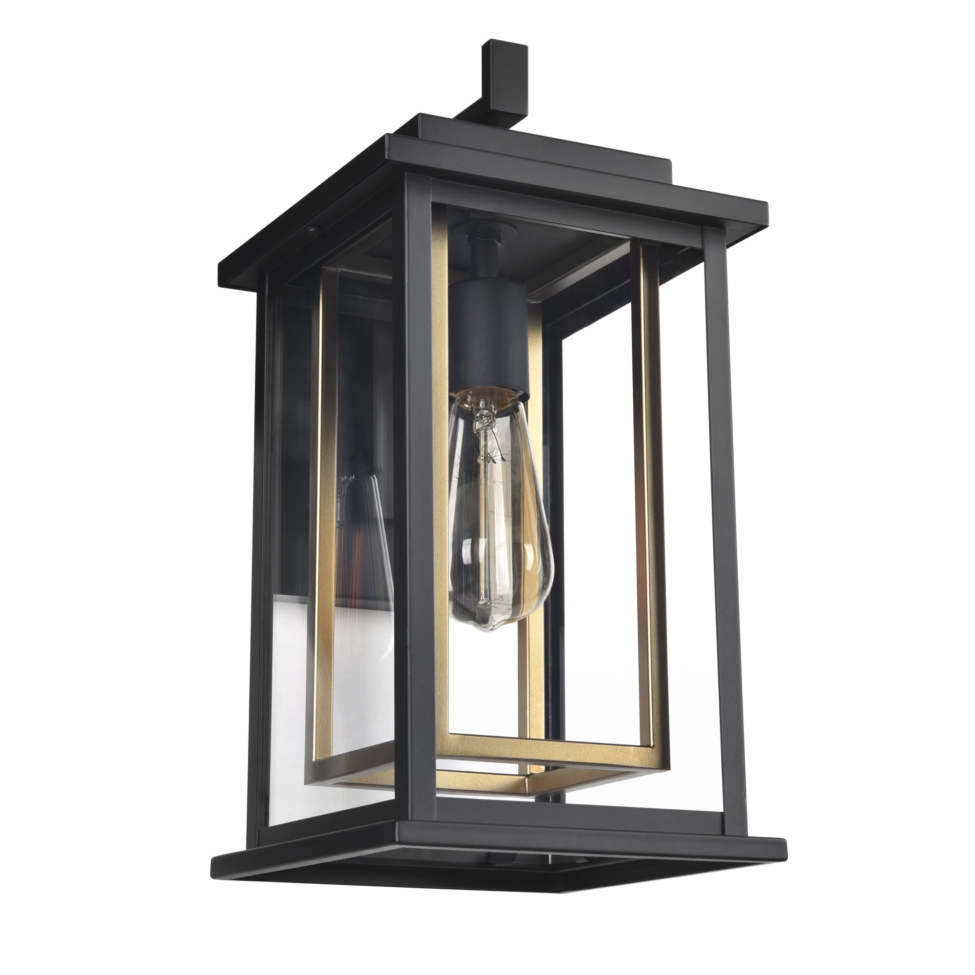 Hayward 1-Light Indoor/Outdoor Wall Light with Clear Glass, Dimmable, Black and Gold Finish – Design House, 588707-BGD