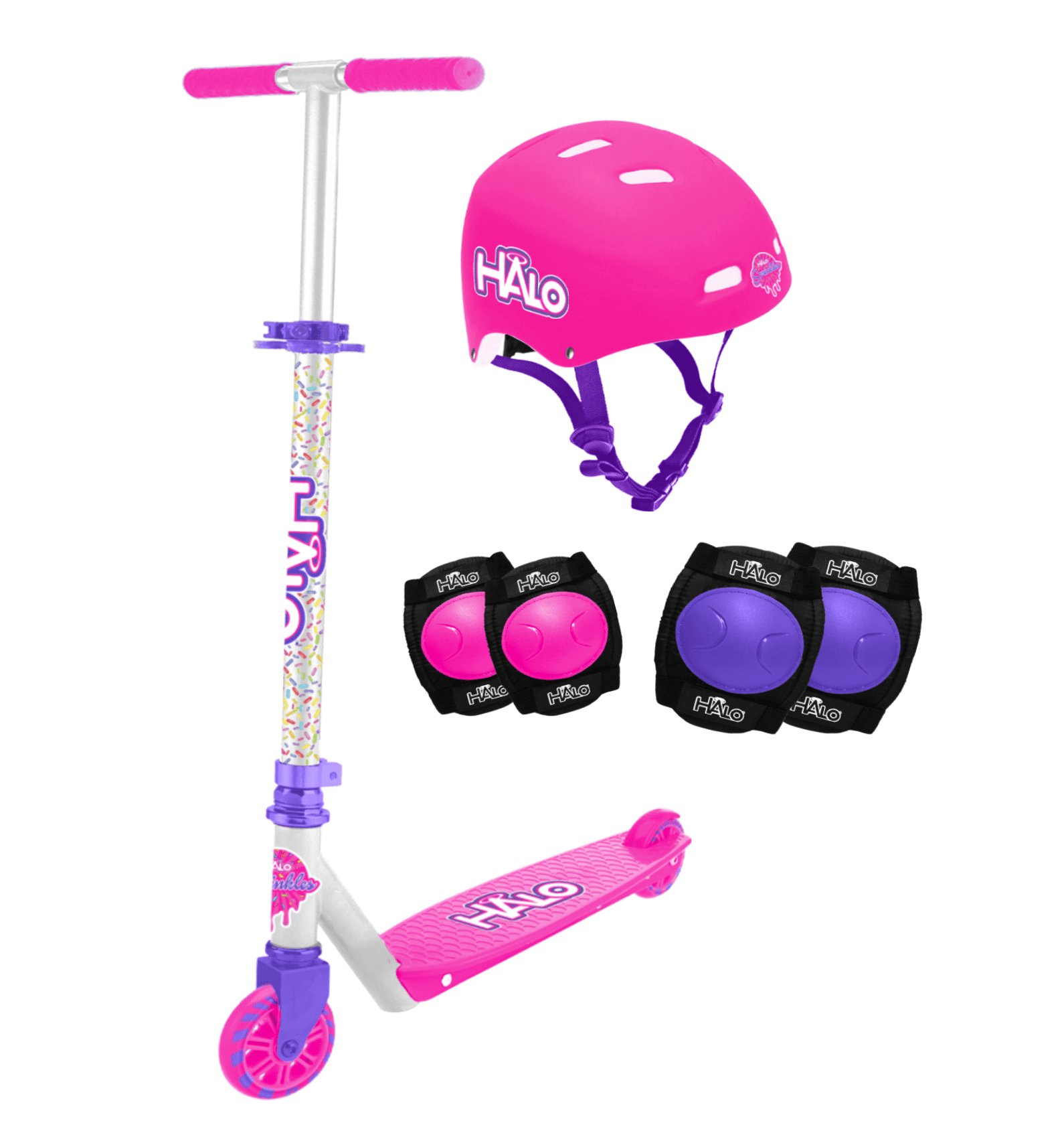 Halo Rise Above 2 Wheel Scooter Combo- Sweets Pink - Scooter, Helmet & Pad Sets Unisex