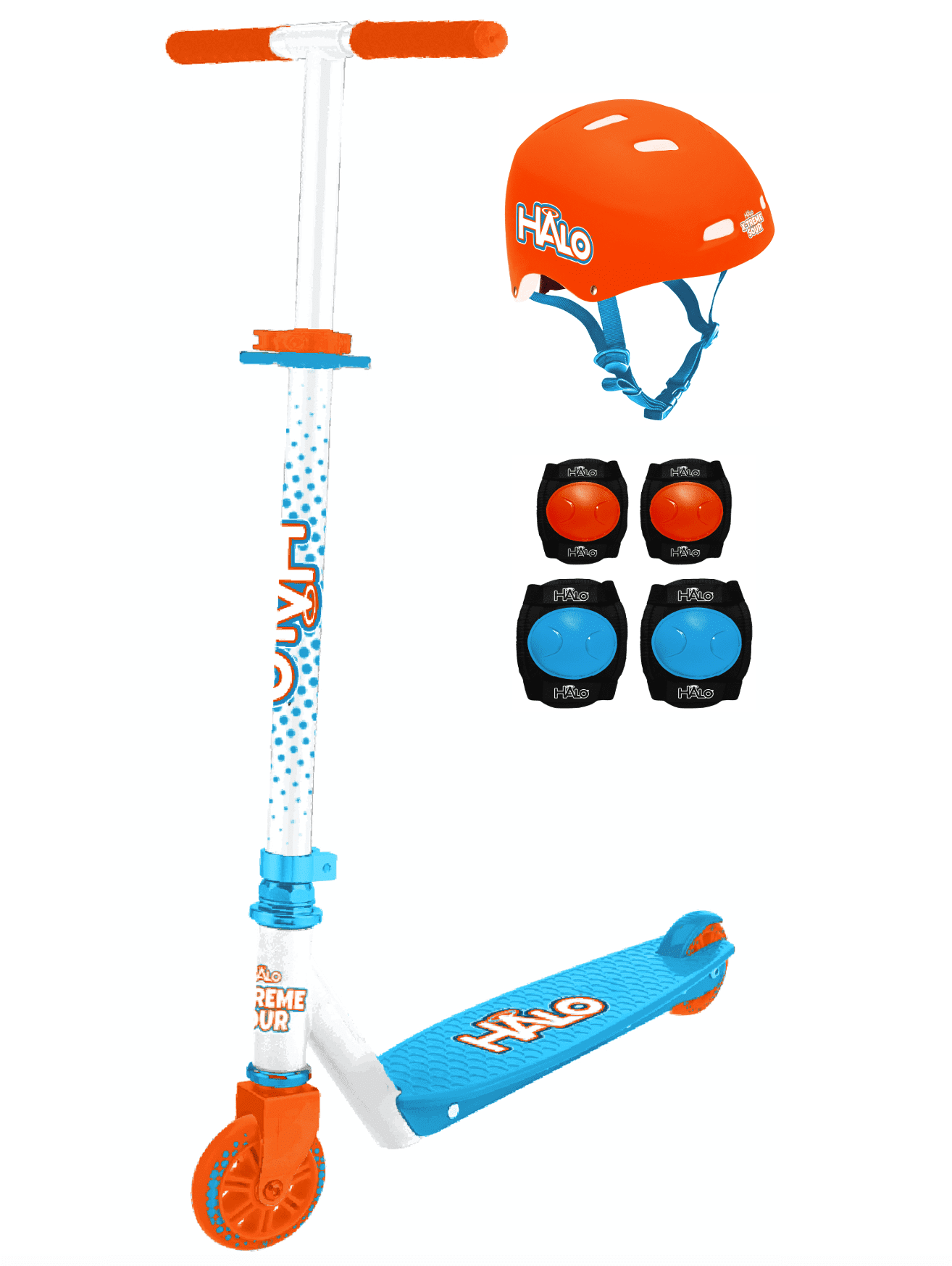 Halo 2 Wheel Scooter Combo Set - Xtreme Sour Orange - Scooter, Helmet and Pad Sets - Unisex