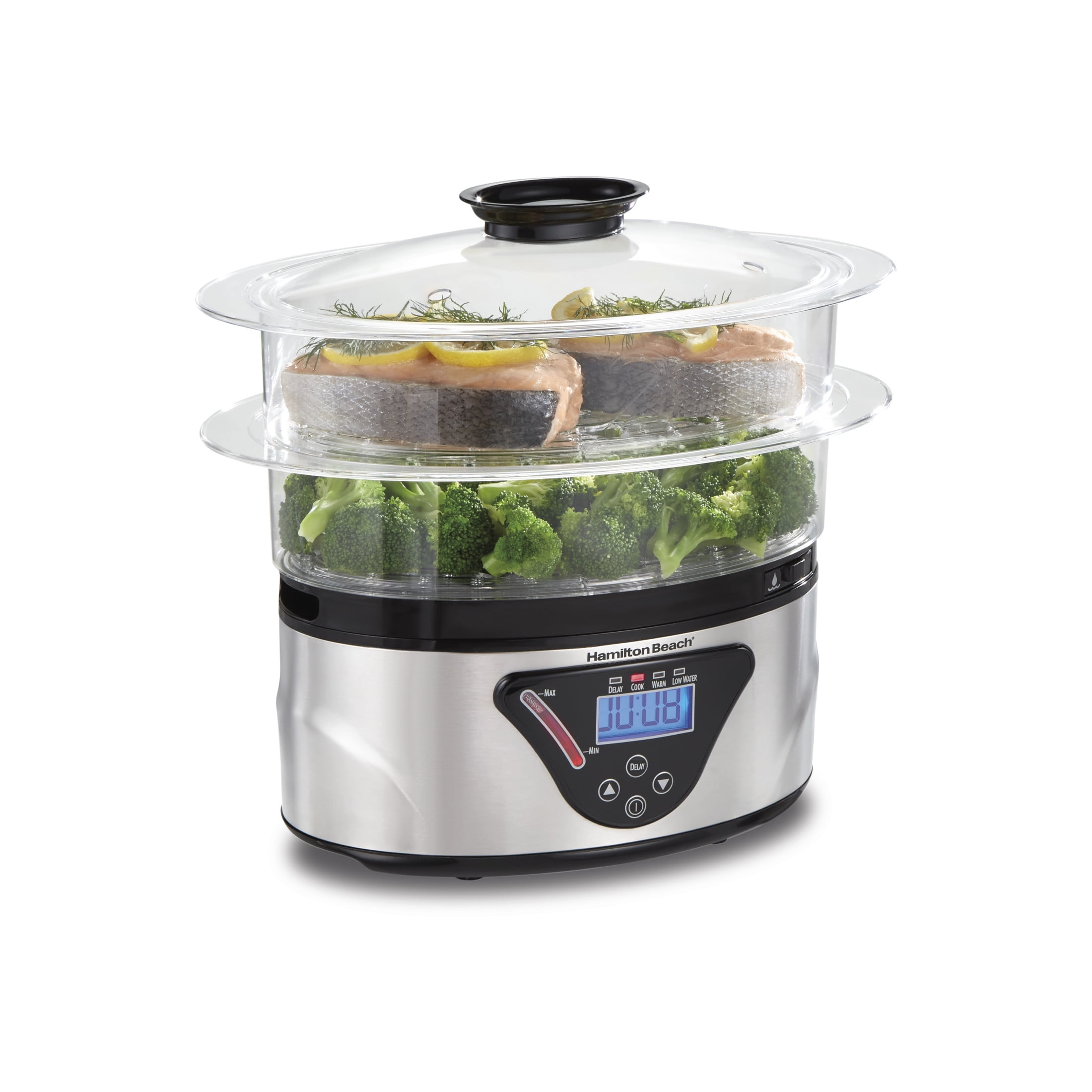 Hamilton Beach Digital Food Steamer, Vegetable Steamer and Rice Cooker, Programmable, 5.5 Qt., Black