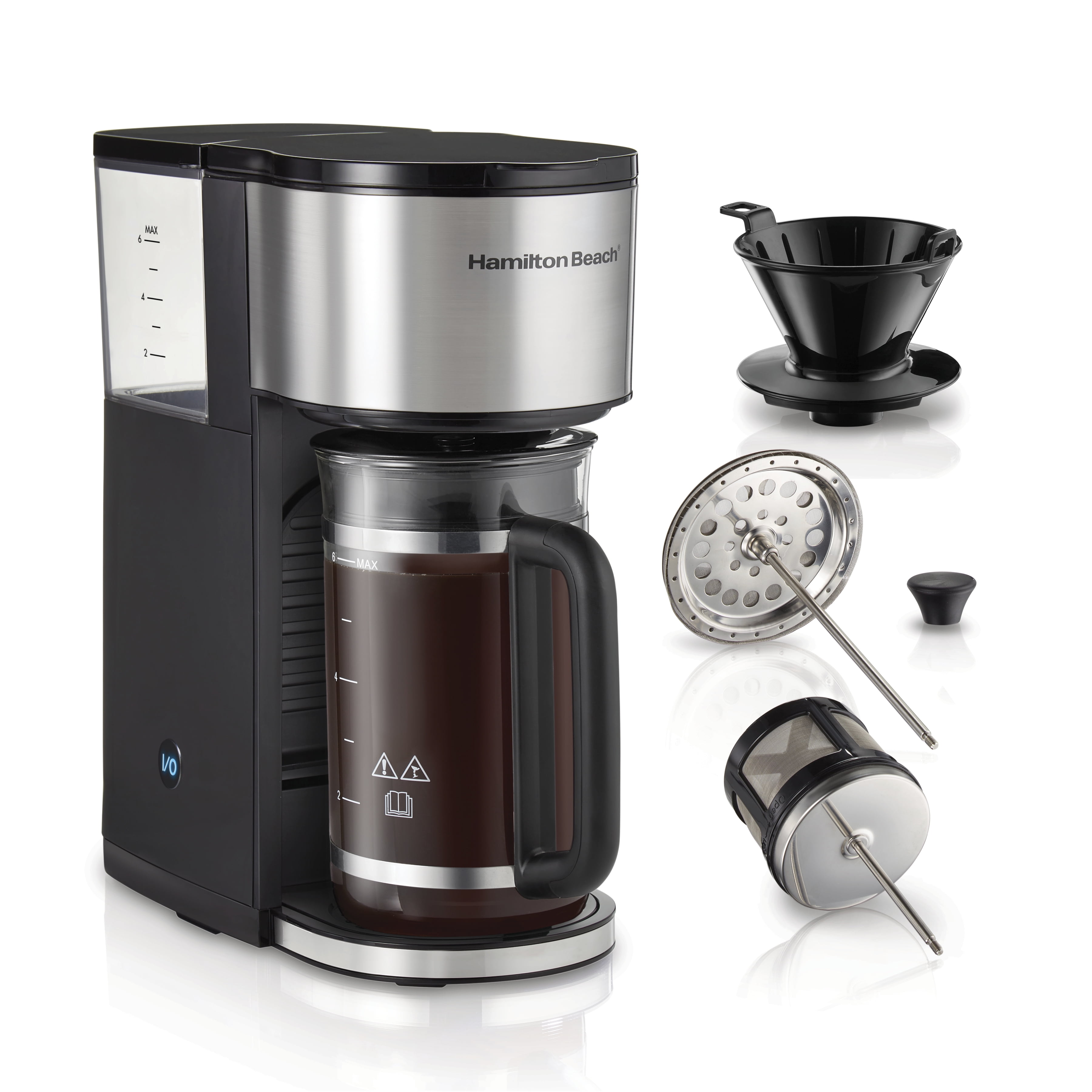 Hamilton Beach 7-in-1 Coffee Maker, Barista Coffee Machine, Black and Stainless