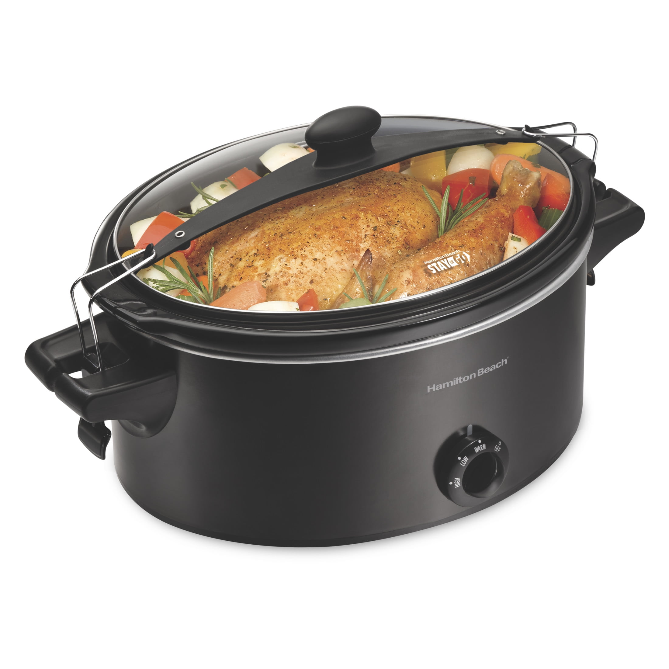 Hamilton Beach 6 Qt Slow Cooker, Stoneware Crock with Removable Pot, Black