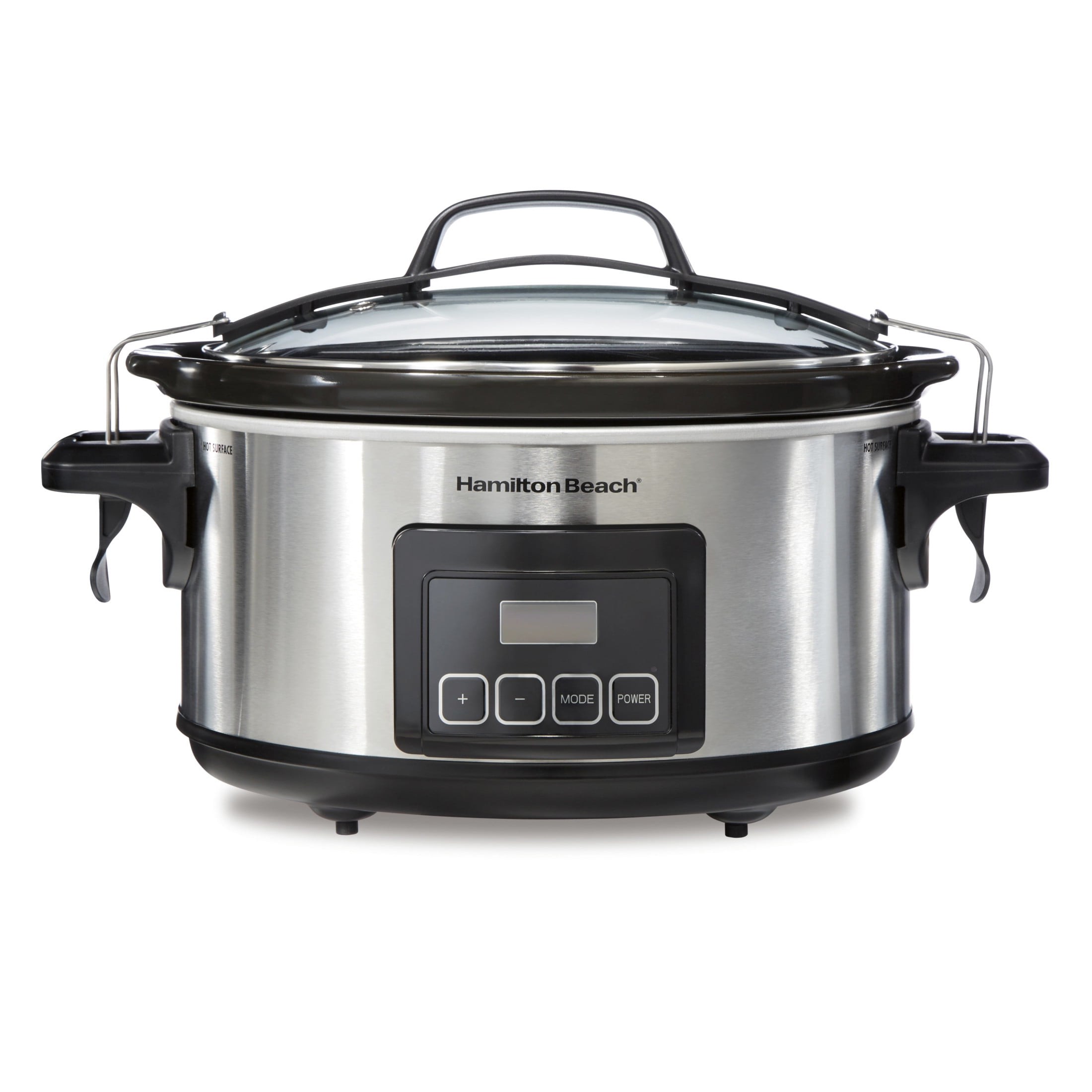 Hamilton Beach 6 Qt Programmable Slow Cooker with Temperature Probe, Stoneware Crock with Removable Pot, Stainless Steel