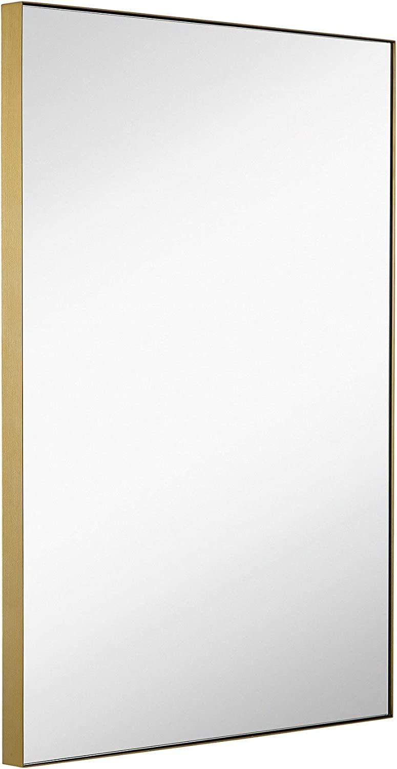 Hamilton Hills Contemporary Brushed Metal Wall Mirror Glass Panel Brushed Gold