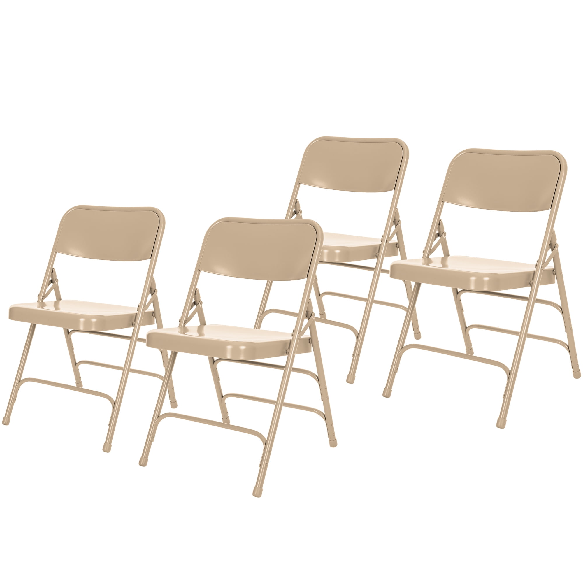 Hampden Furnishings Bernadine Collection All Metal Triple Brace Folding Chair, Beige, Pack of 4