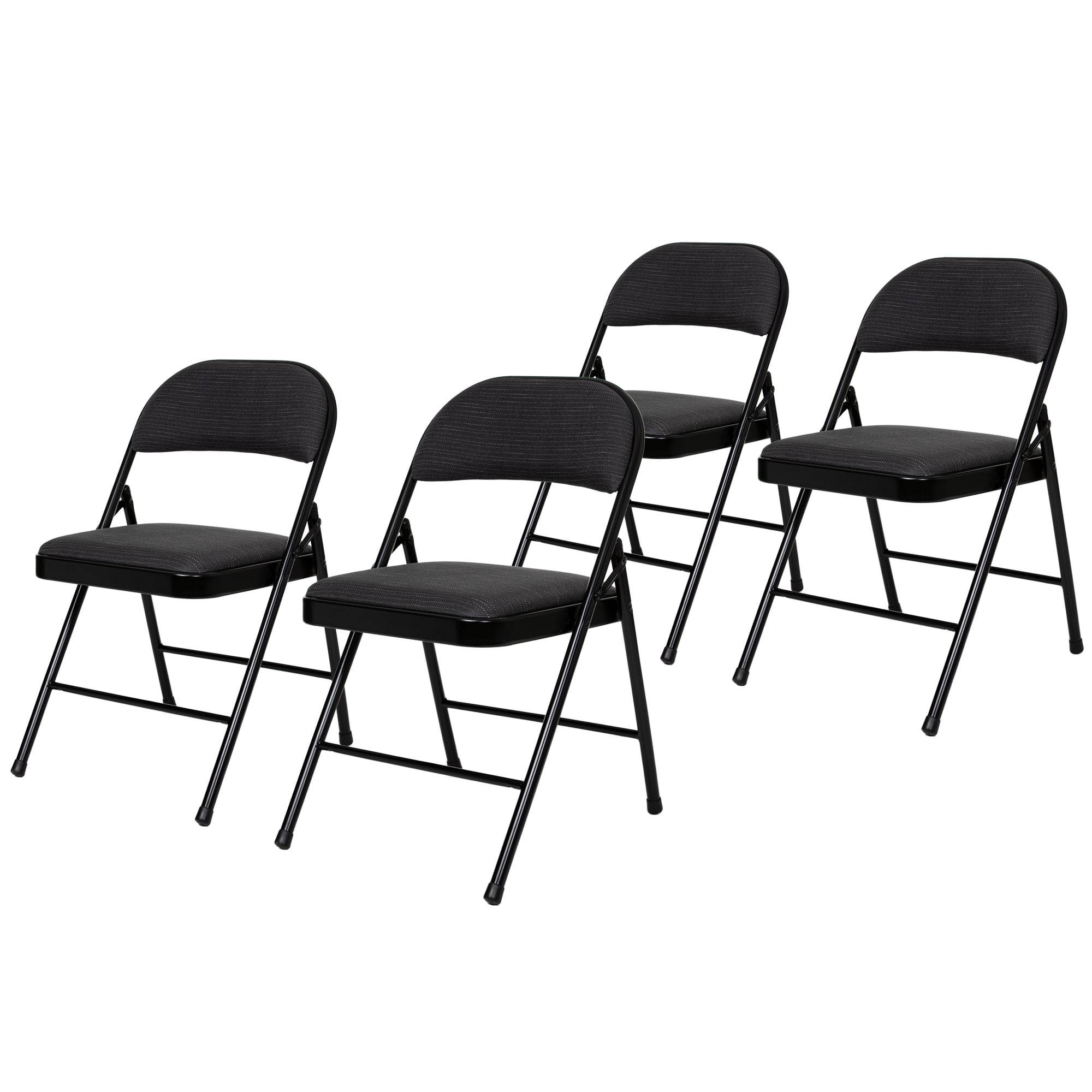 Hampden Furnishings Bernadine Collection Basics Fabric Folding Chair, Black, Pack of 4