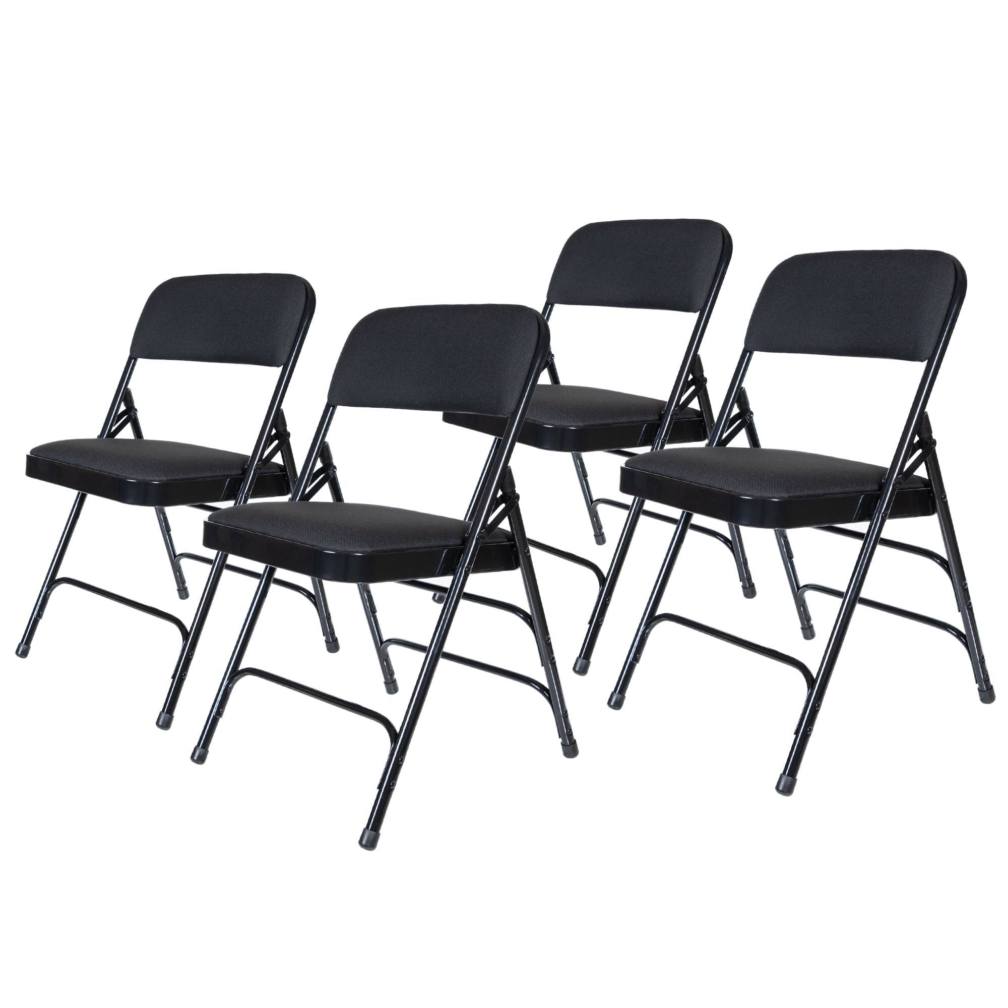 Hampden Furnishings Bernadine Collection Fabric Triple Brace Folding Chair, Black, Pack of 4