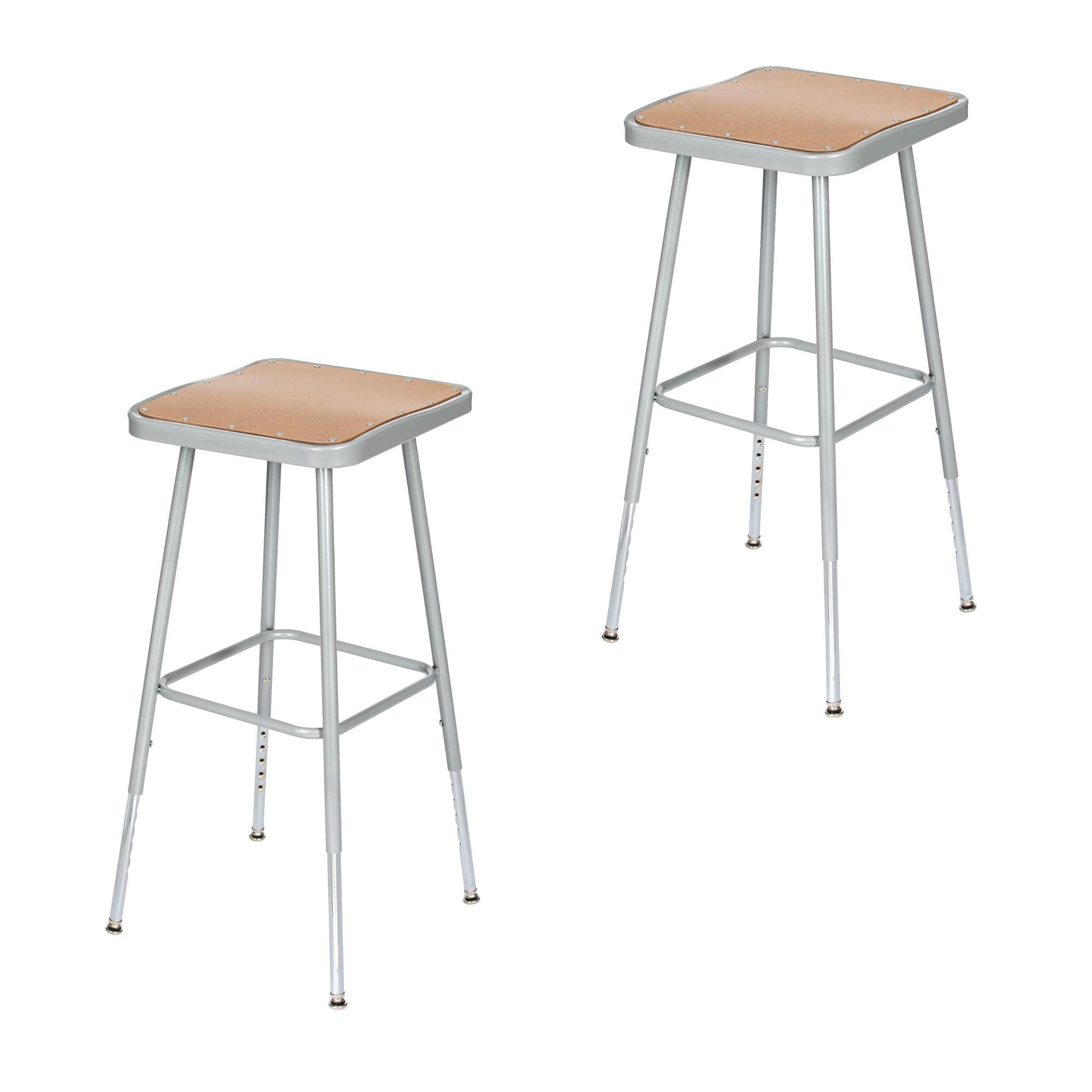Hampden Furnishings Clint 25"-33" Masonite/Steel Square Science Stool, Grey, 2 Pack