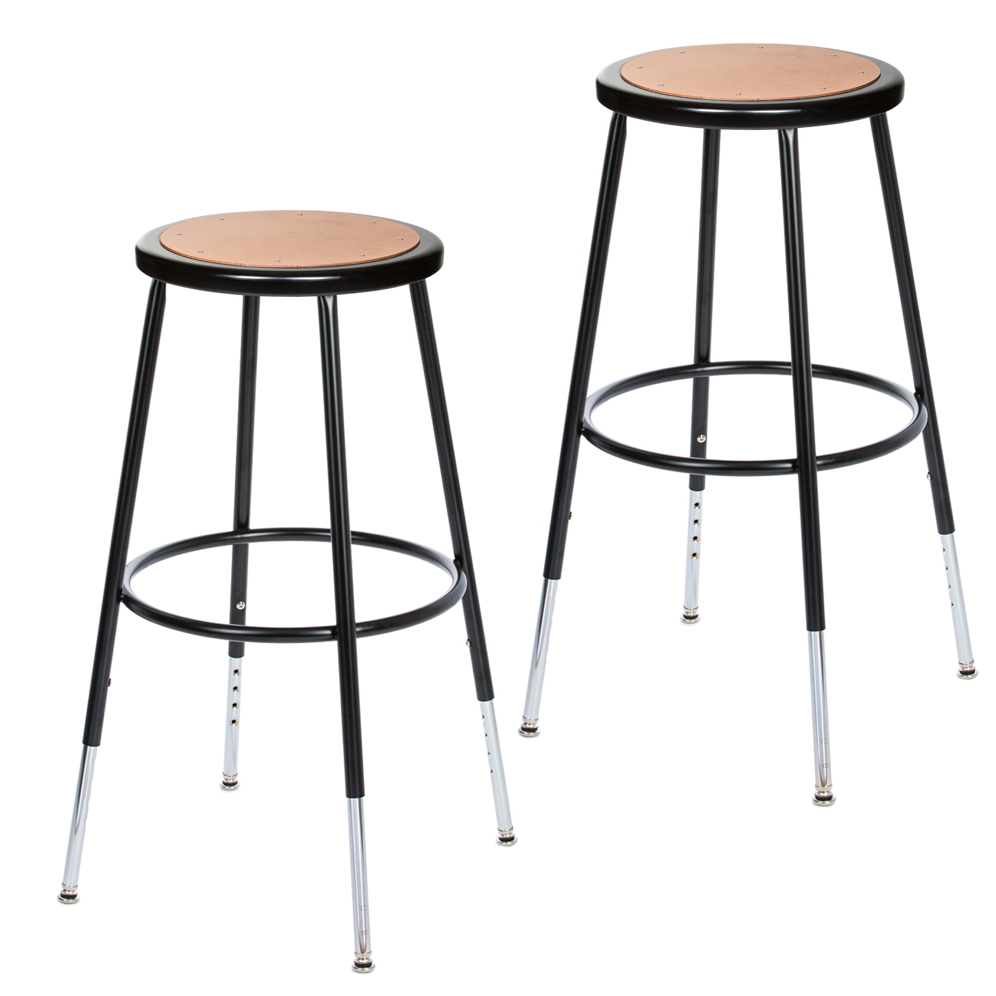 Hampden Furnishings Flynn Collection 25"-33" Adjustable, Masonite/Steel Stool, Black, 2 PK