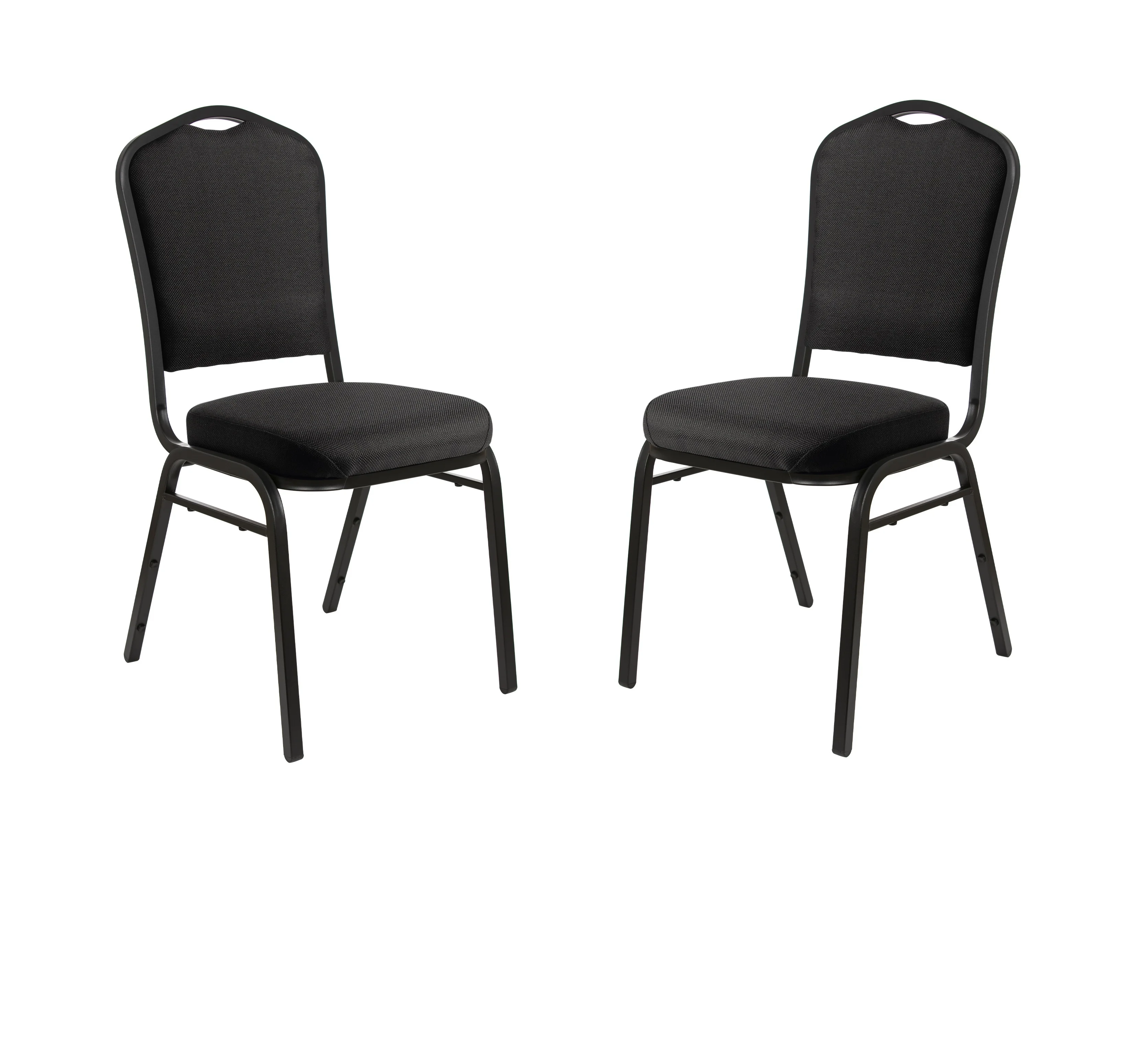 Hampden Furnishings Lila Collection Fabric Banquet Chair, Black, Pack of 2