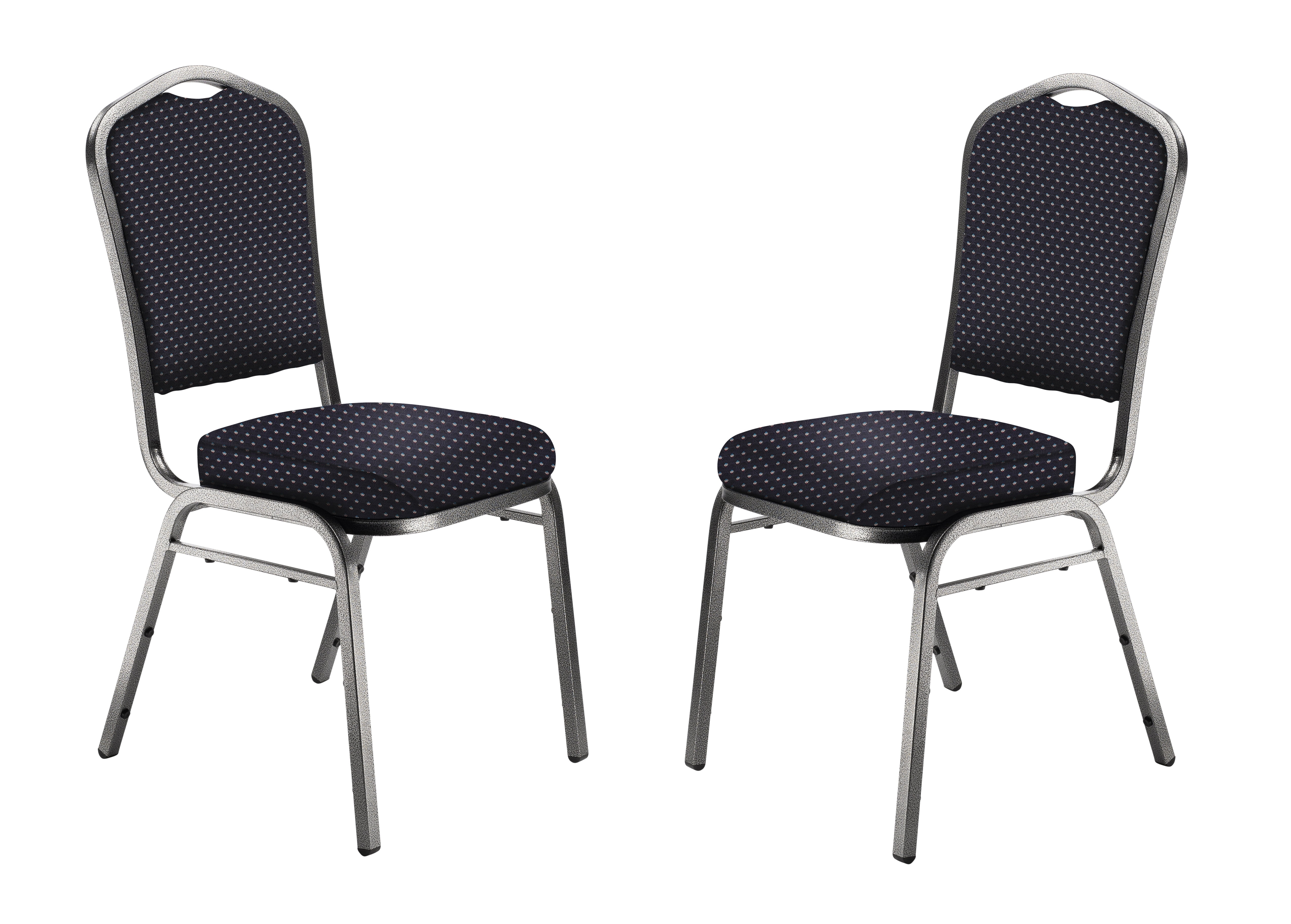 Hampden Furnishings Lila Collection Fabric Banquet Chair, Diamond Navy, Pack of 2