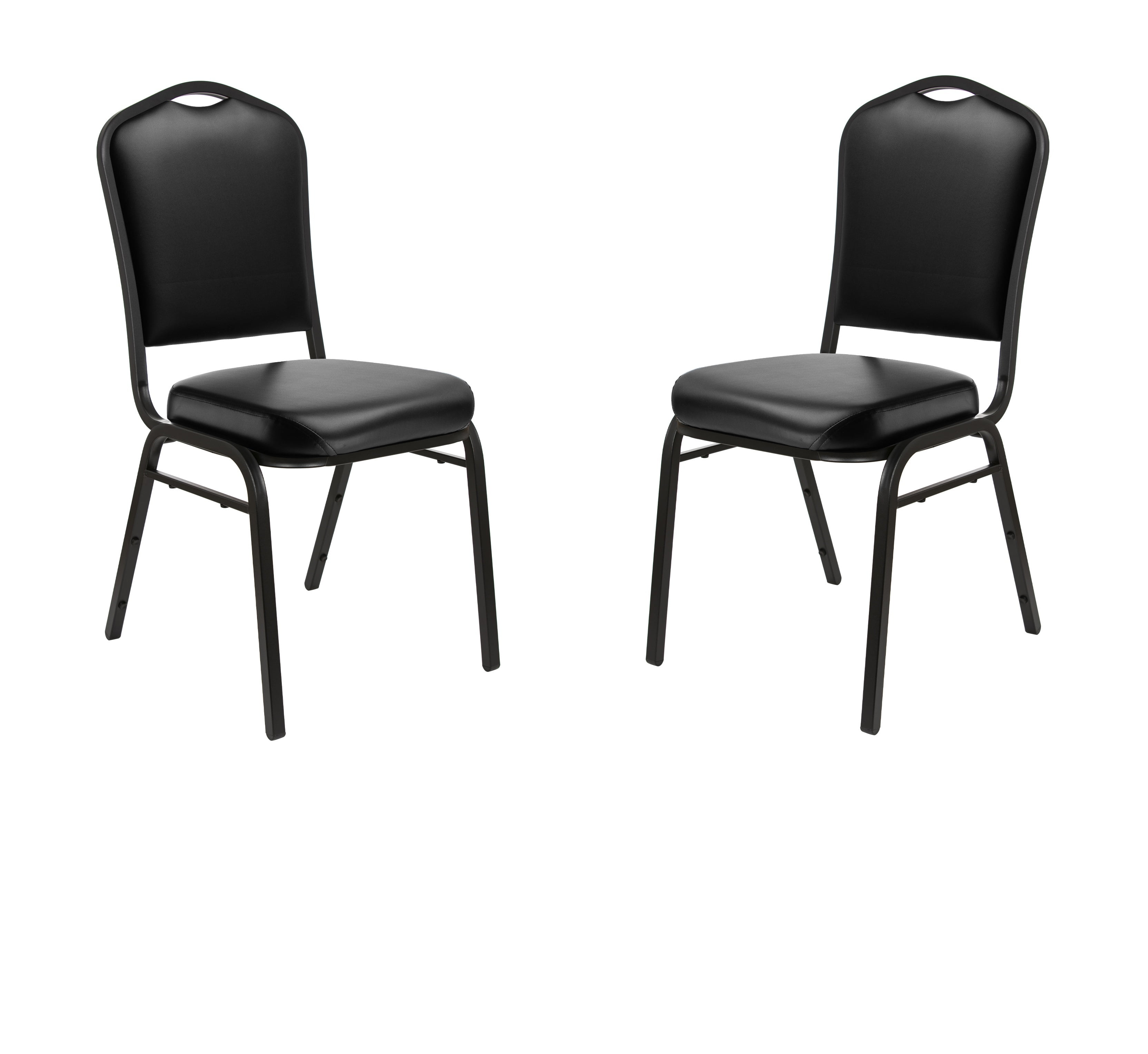 Hampden Furnishings Lila Collection Vinyl Banquet Chair, Black, Pack of 2