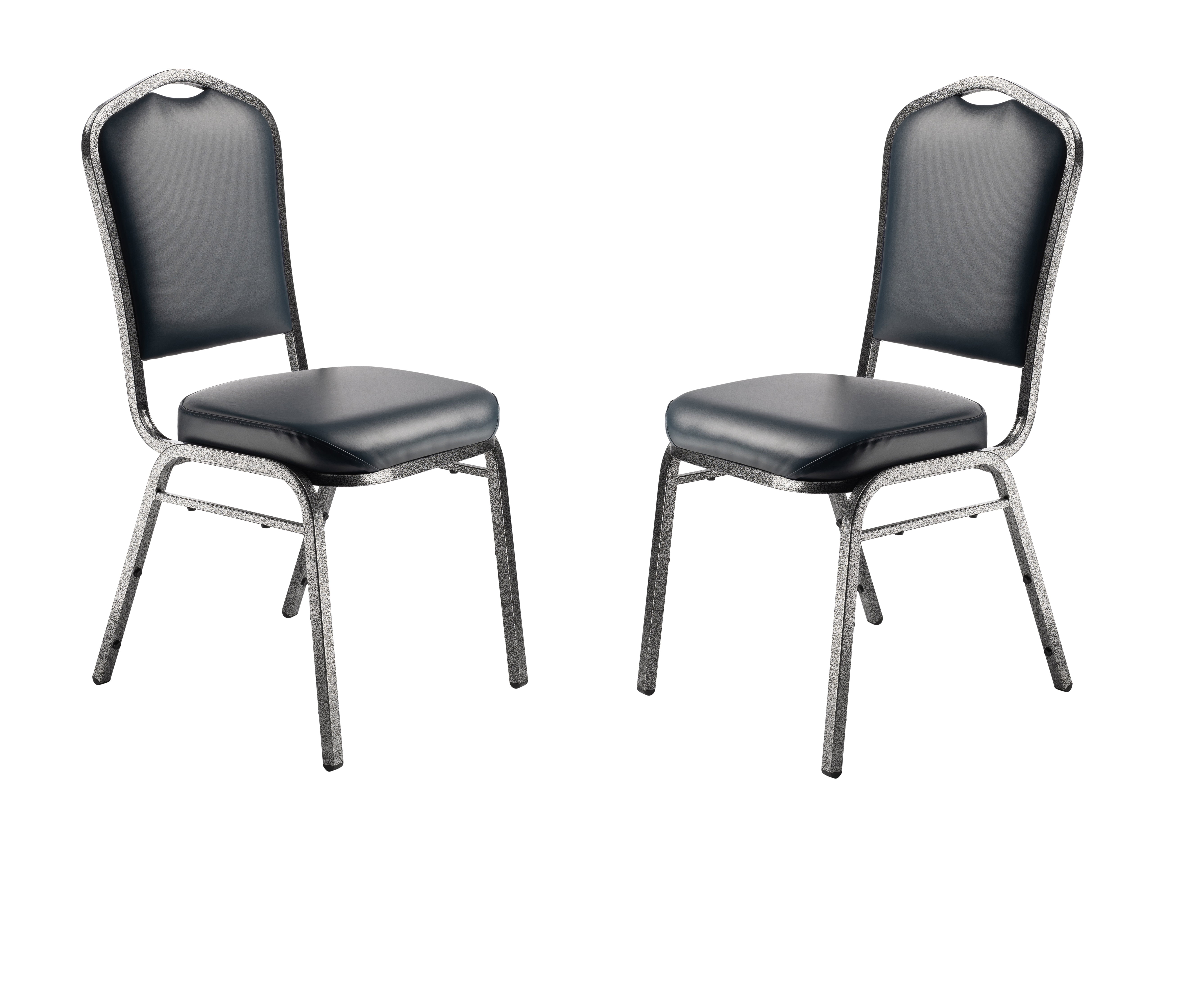 Hampden Furnishings Lila Collection Vinyl Banquet Chair, Dark Blue, Pack of 2