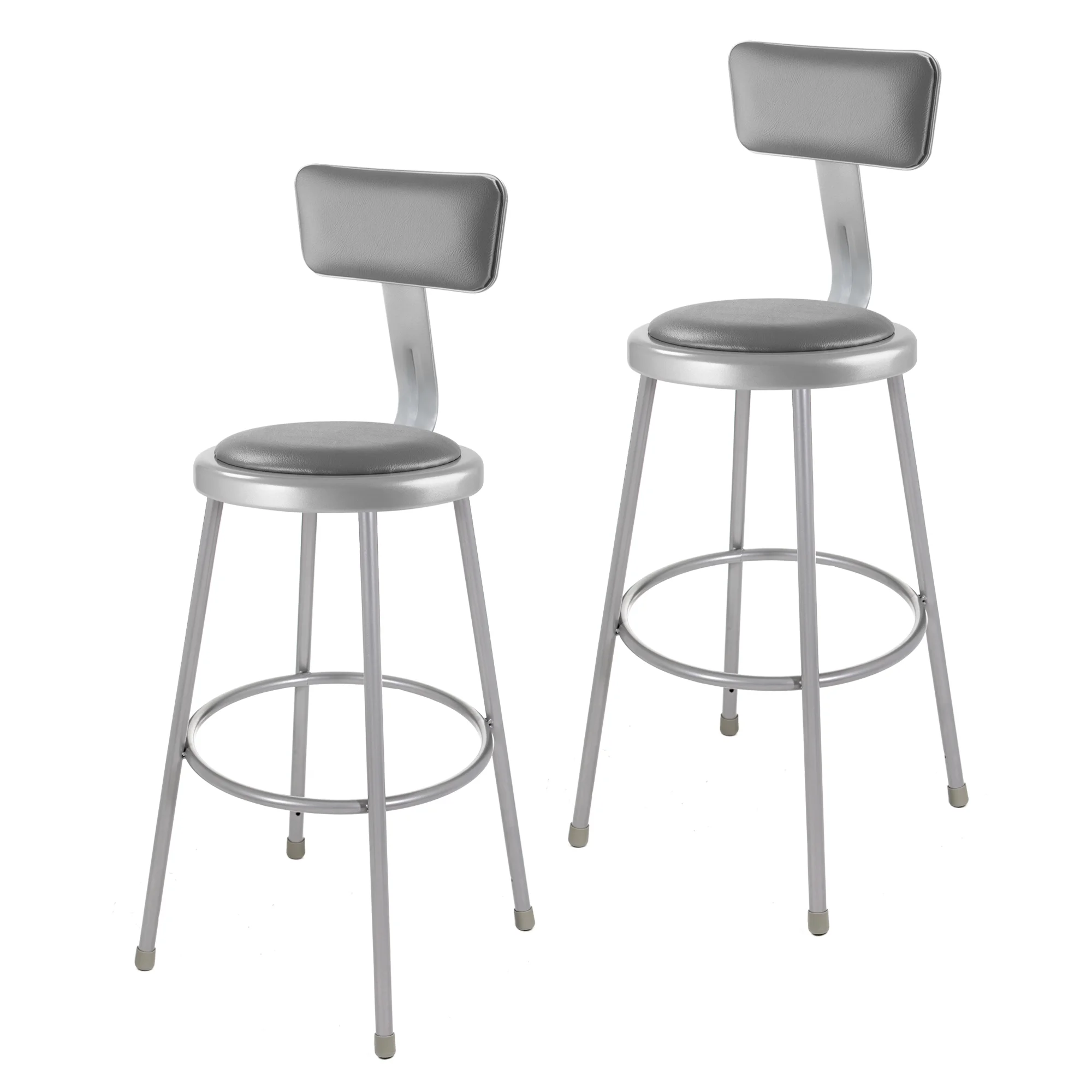 Hampden Furnishings Otto Collection 30" Vinyl Padded Stool With Backrest, Grey, Pack of 2