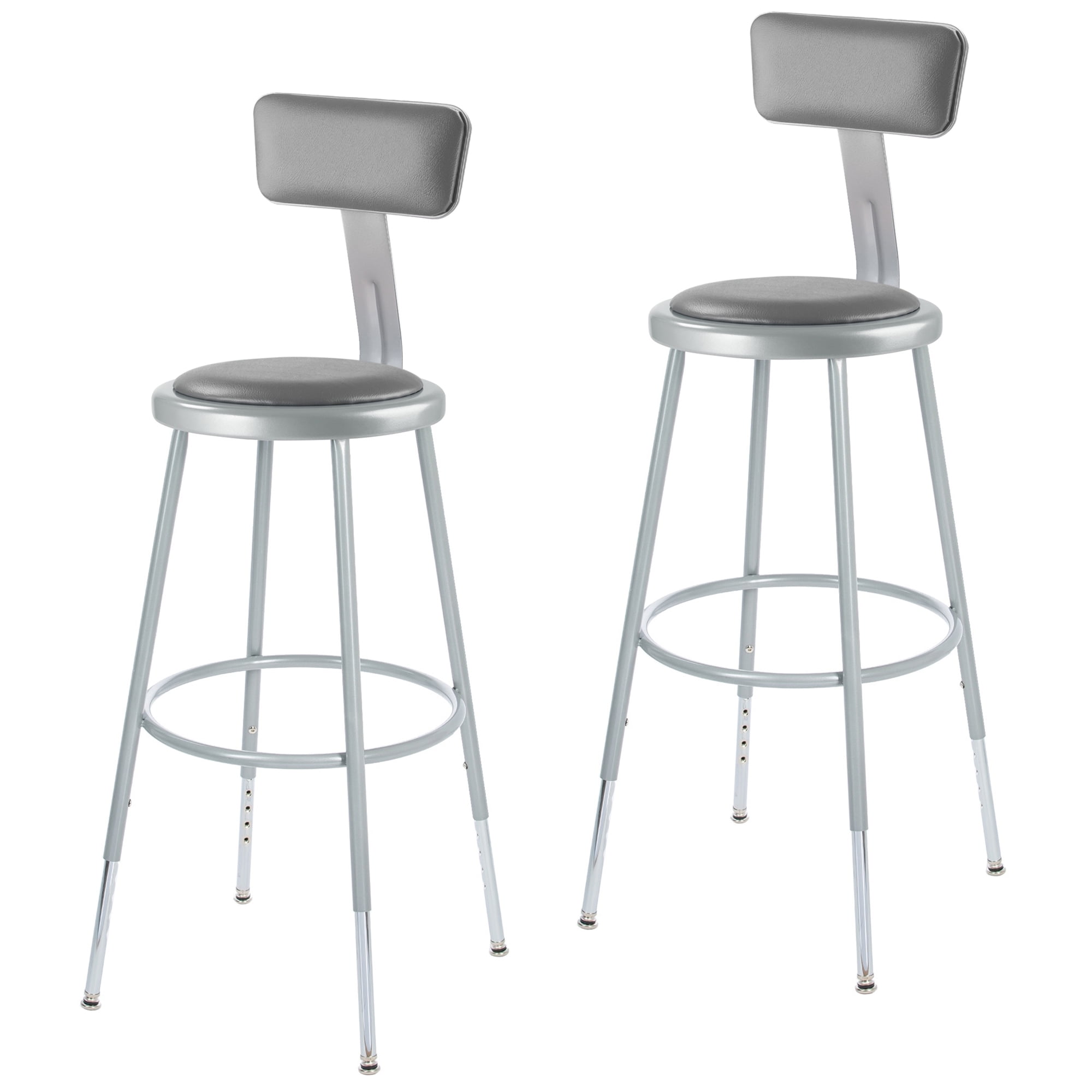 Hampden Furnishings Otto 25"-33" Vinyl Padded Science Stool with Backrest, Grey, 2 Pack