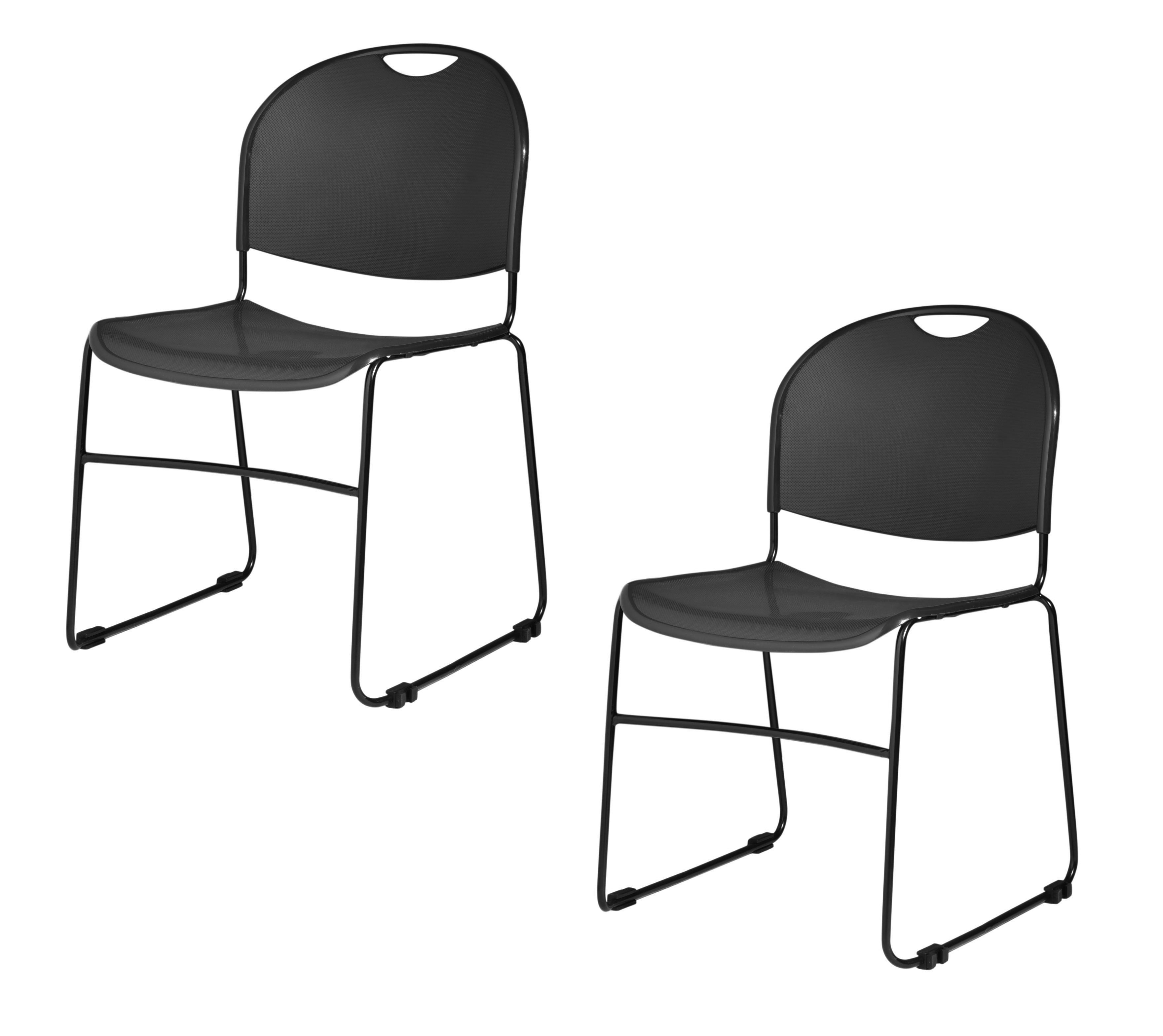 Hampden Furnishings Naomi Collection Basics Plastic/Steel Stack Chair, Black, Pack of 2