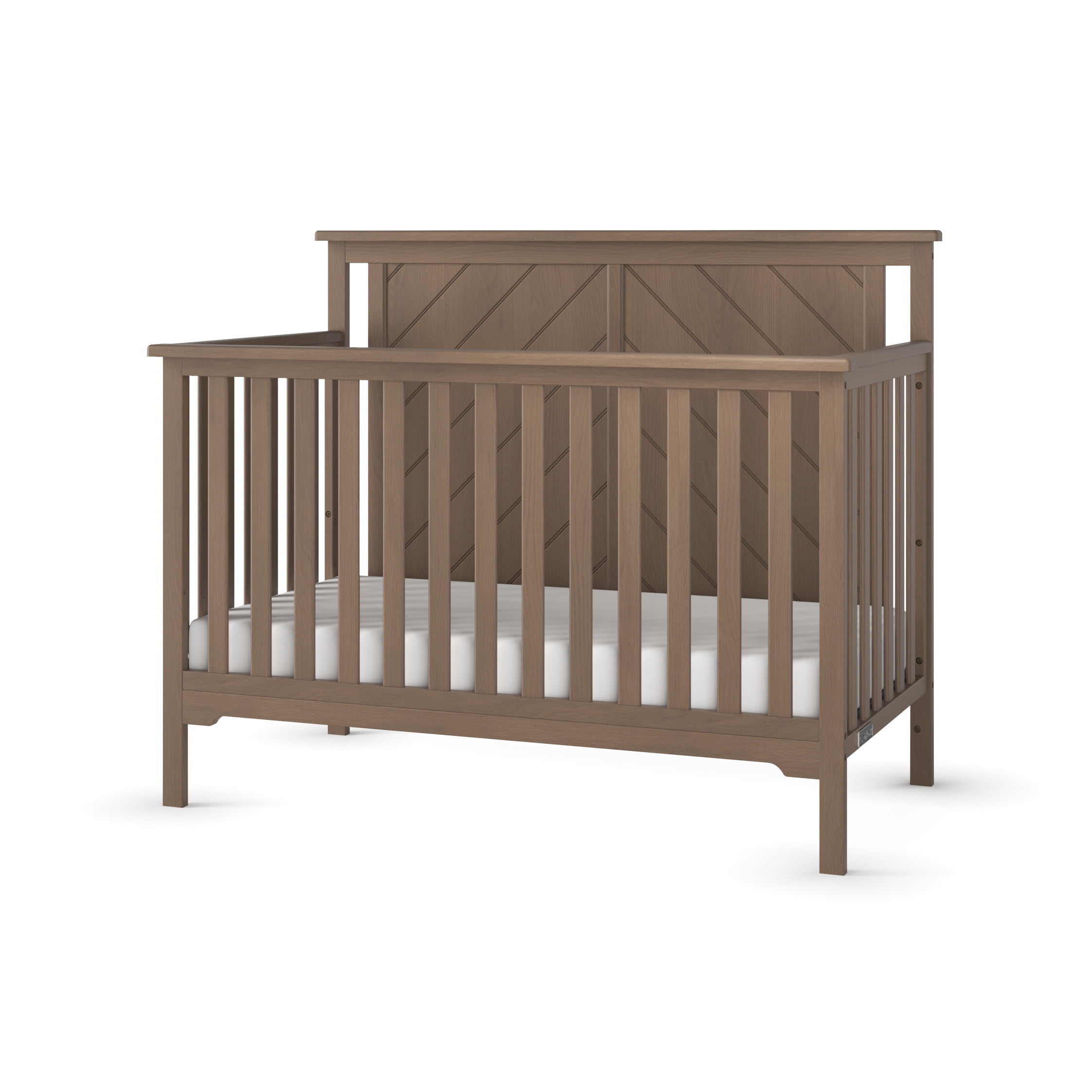 Child Craft Hampton 4-in-1 Convertible Crib, Flat Top Panel Design, 3 Mattress Heights, Dusty Heather
