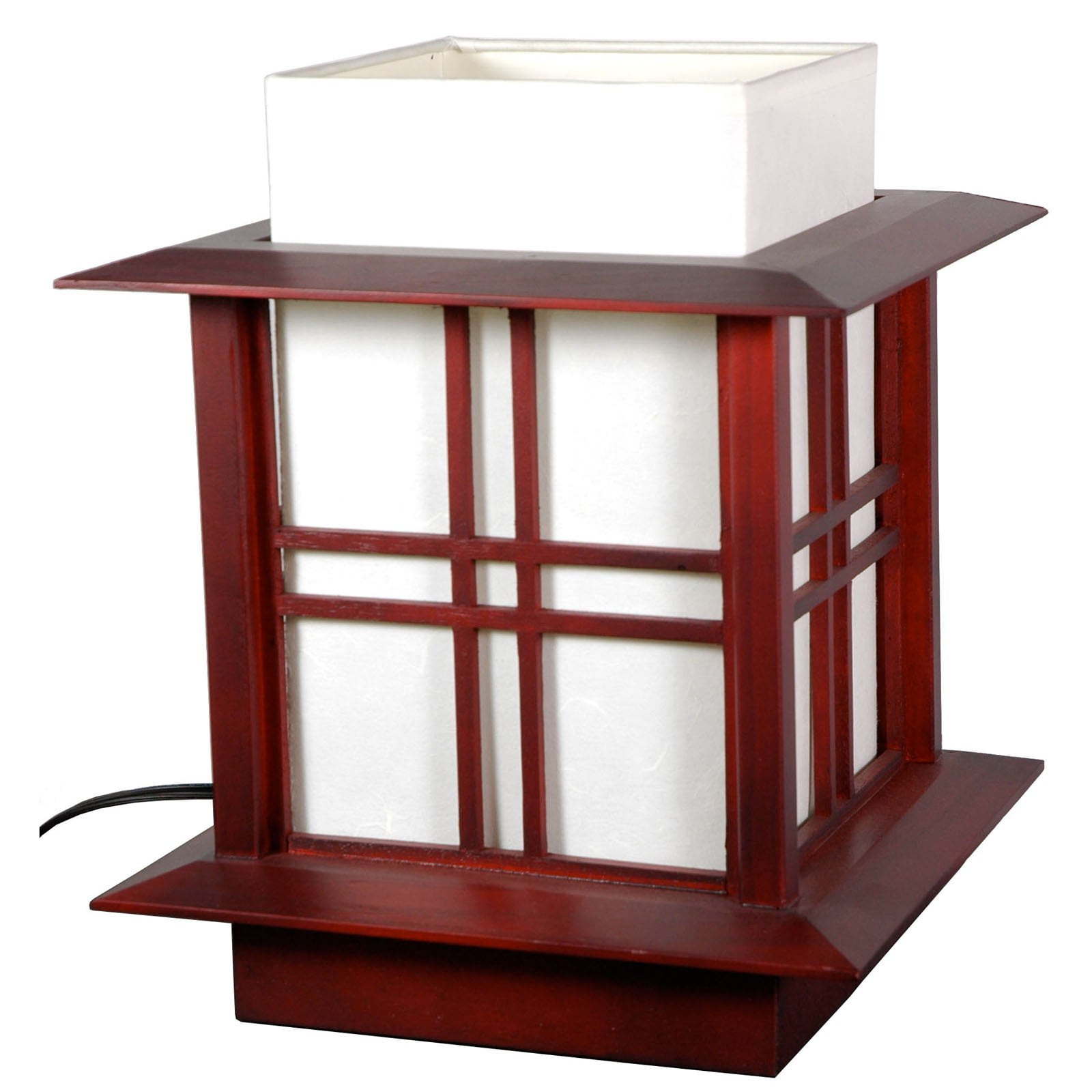Handmade Wood 12-inch Akida Lamp (China) Red