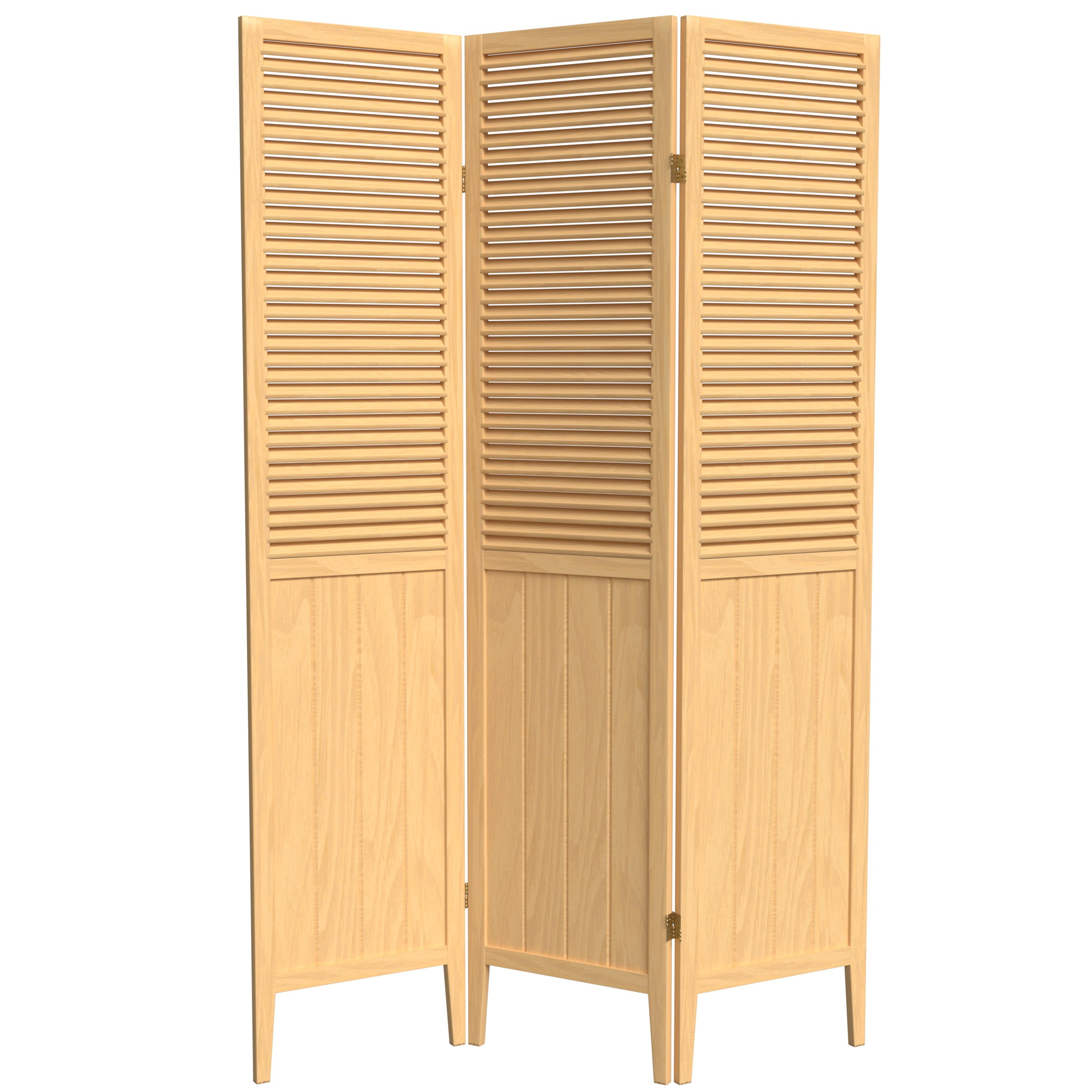 Handmade Beadboard 70-inch Room Divider (China) 3 Panel Natural