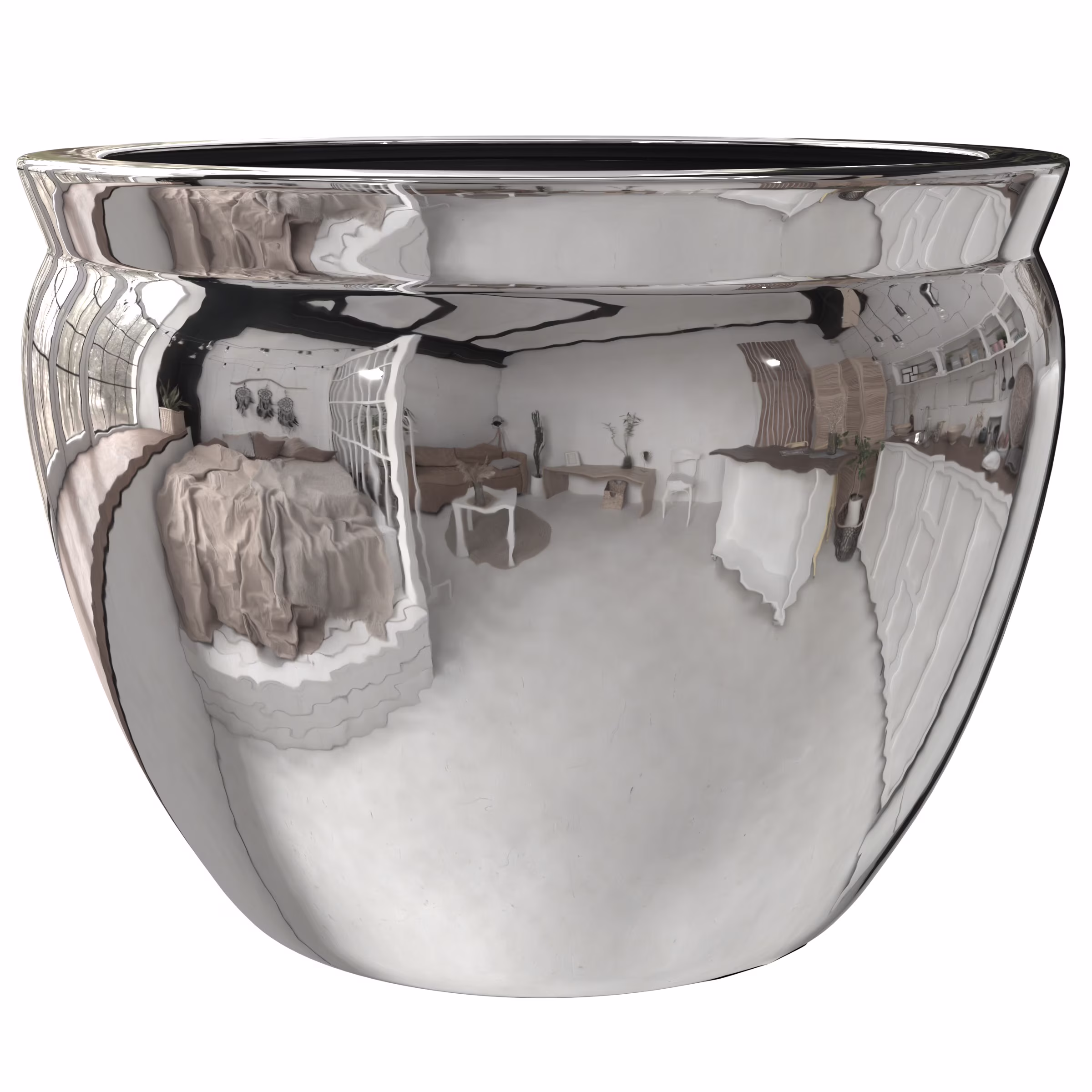 Red Lantern 12" Pure Silver Porcelain Fishbowl Planter