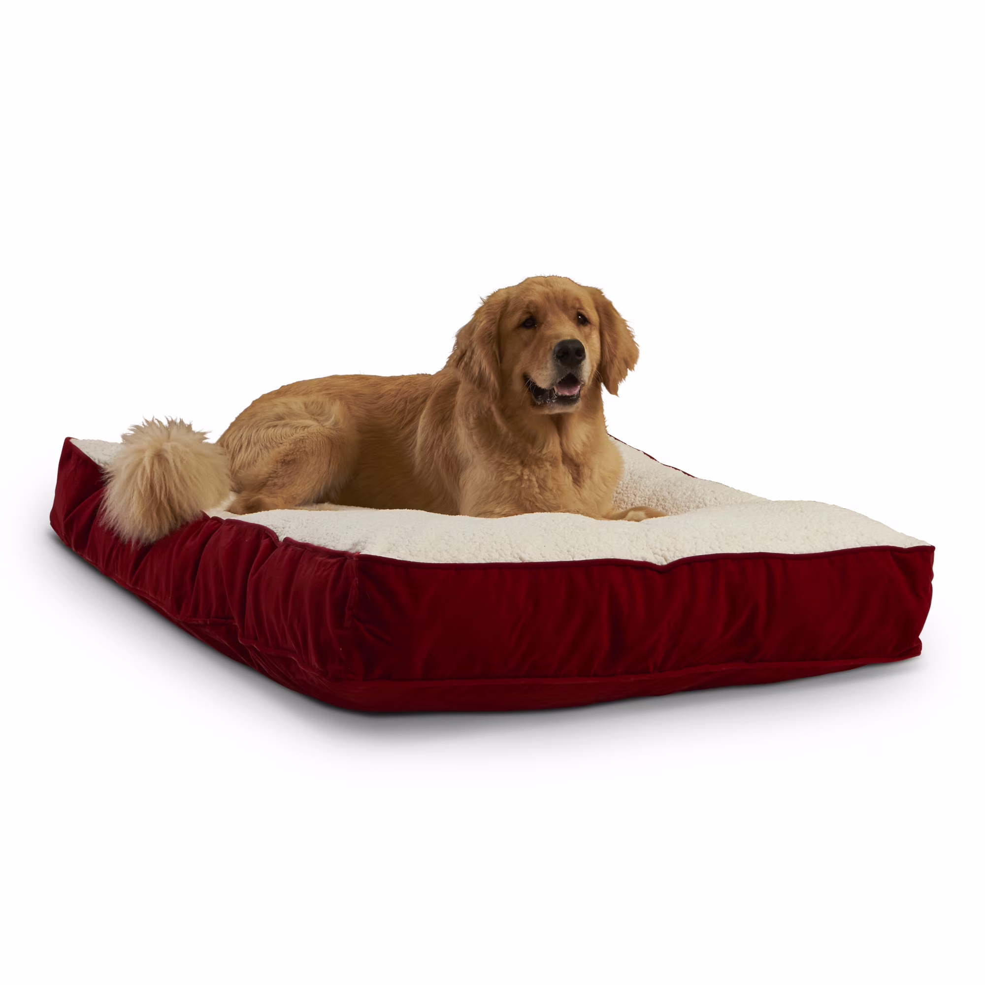 Happy Hounds Buster Sherpa Rectangle Pillow Style Dog Bed, Crimson, Large (48 x 36 in.)