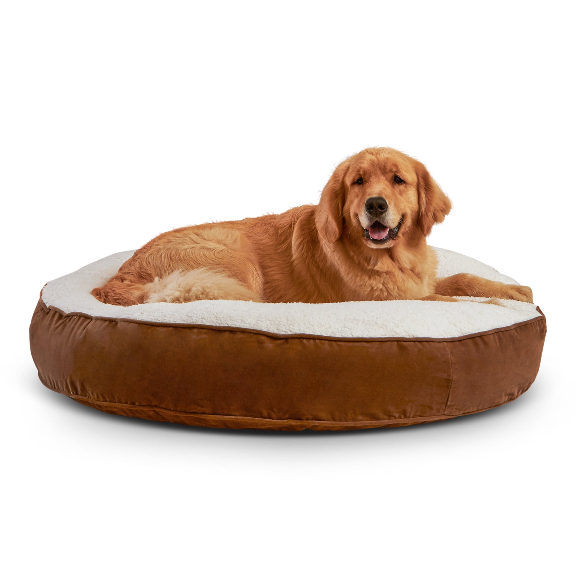 Happy Hounds Scout Sherpa Round Pillow Dog Bed, Latte, Large (42 x 42 in.)