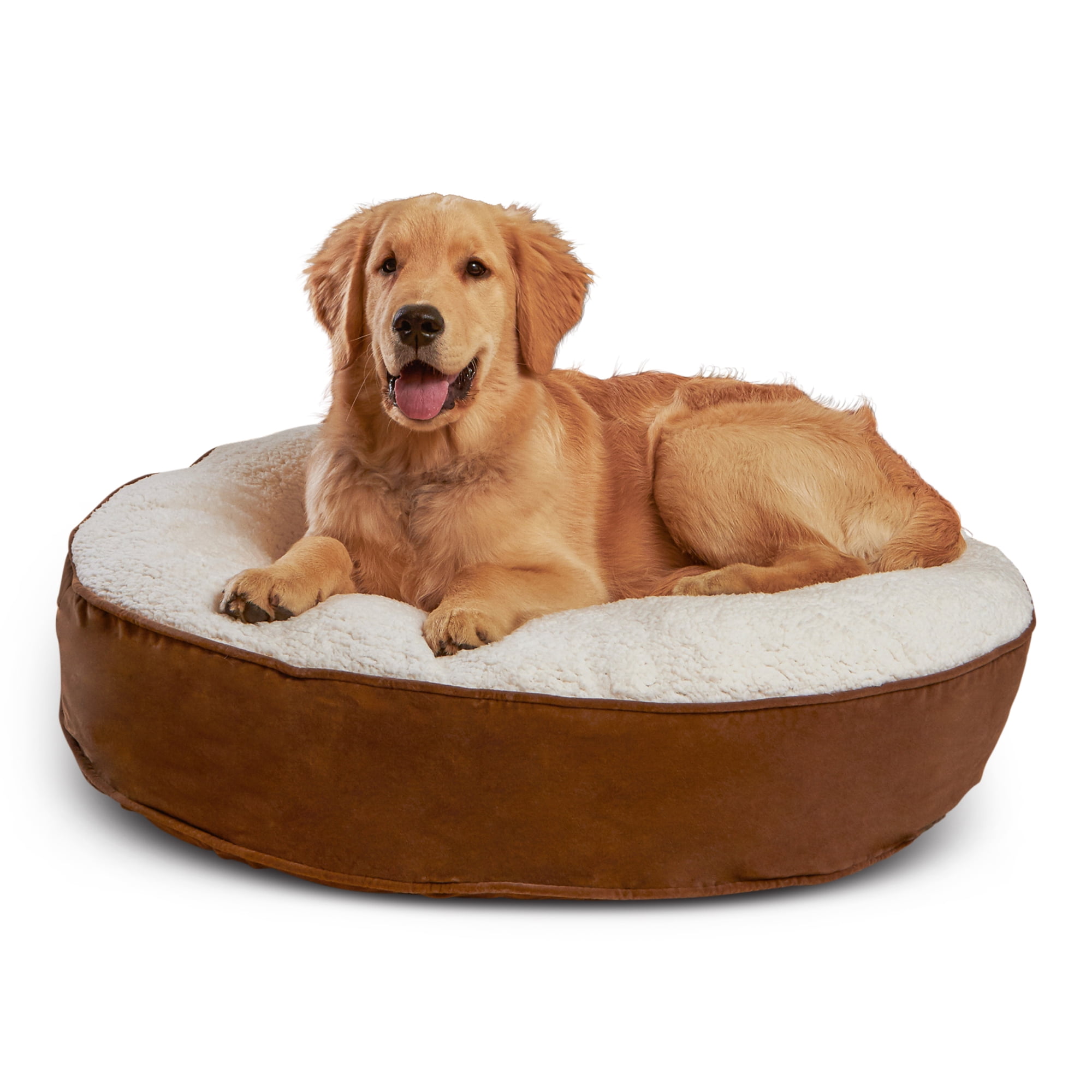 Happy Hounds Scout Sherpa Round Pillow Dog Bed, Latte, Small (30 x 30 in.)
