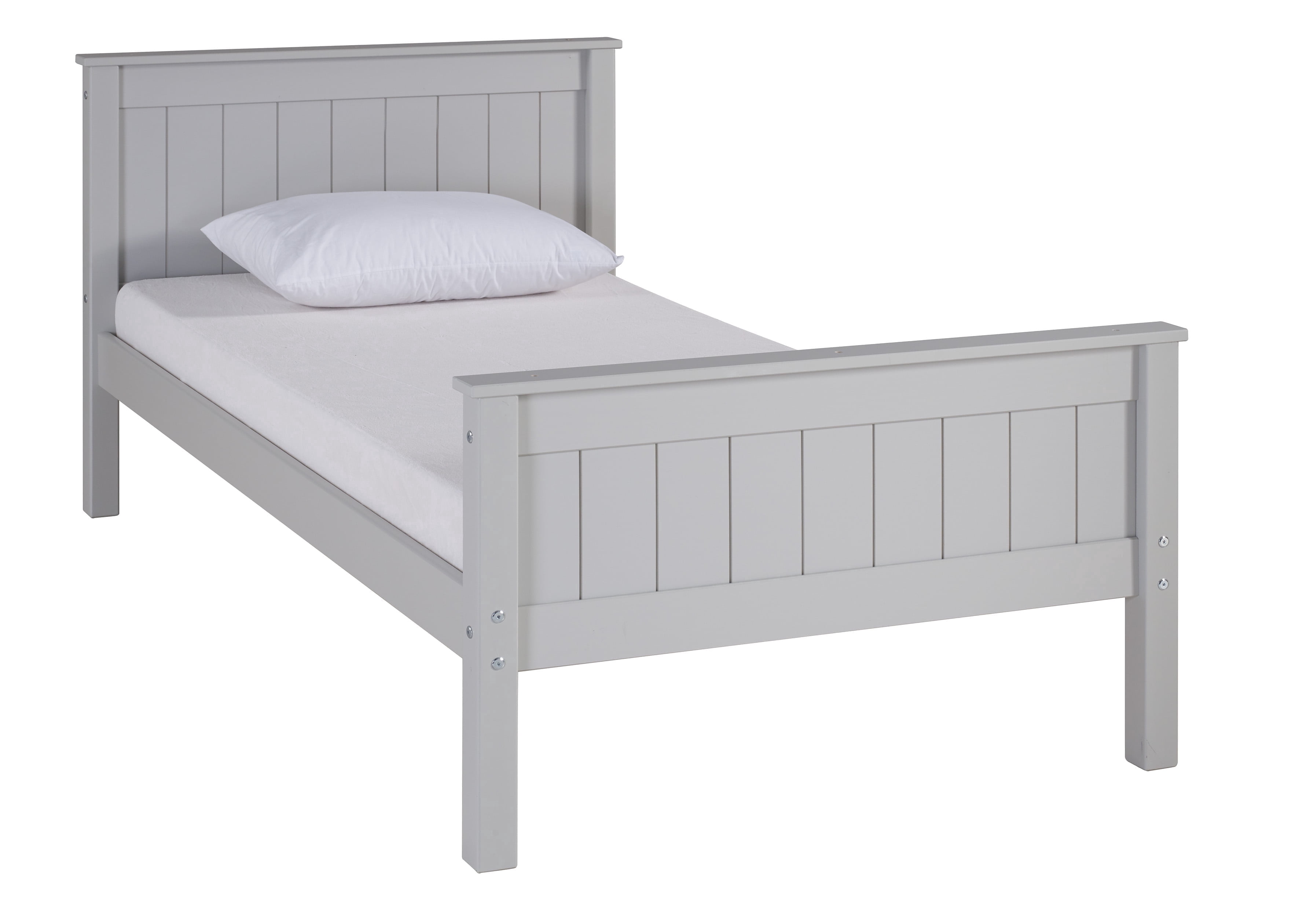 Alaterre Furniture Harmony Twin Bed, Sturdy Build for Youth Bedroom, Brazilian Pine, Headboard, Footboard, Side Rails, Slats, Dove Gray