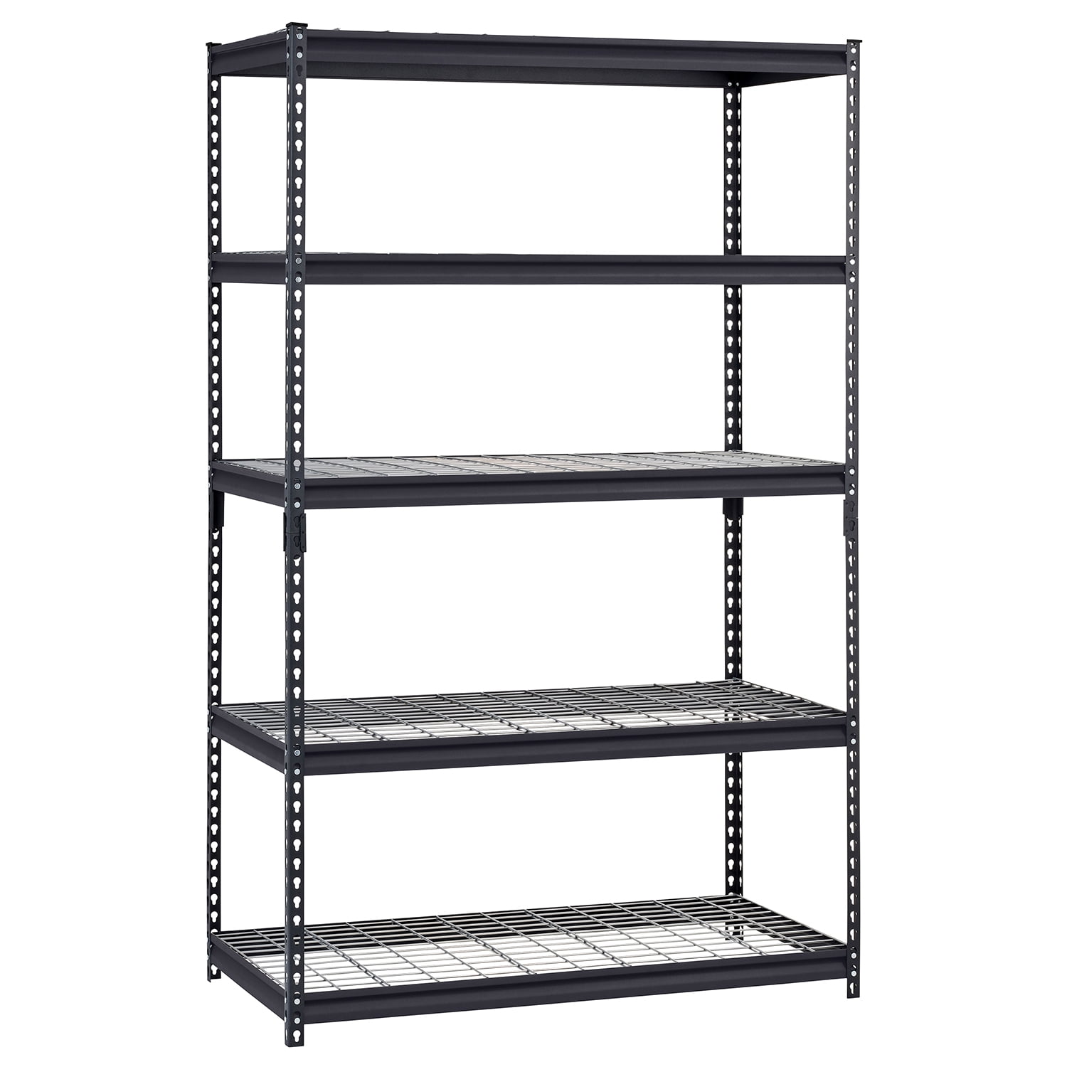 Hart 48"W x 24"D x 72"H 5-Tier Steel Shelving with Wire Decking; 4,000 lbs. Total Capacity; Black