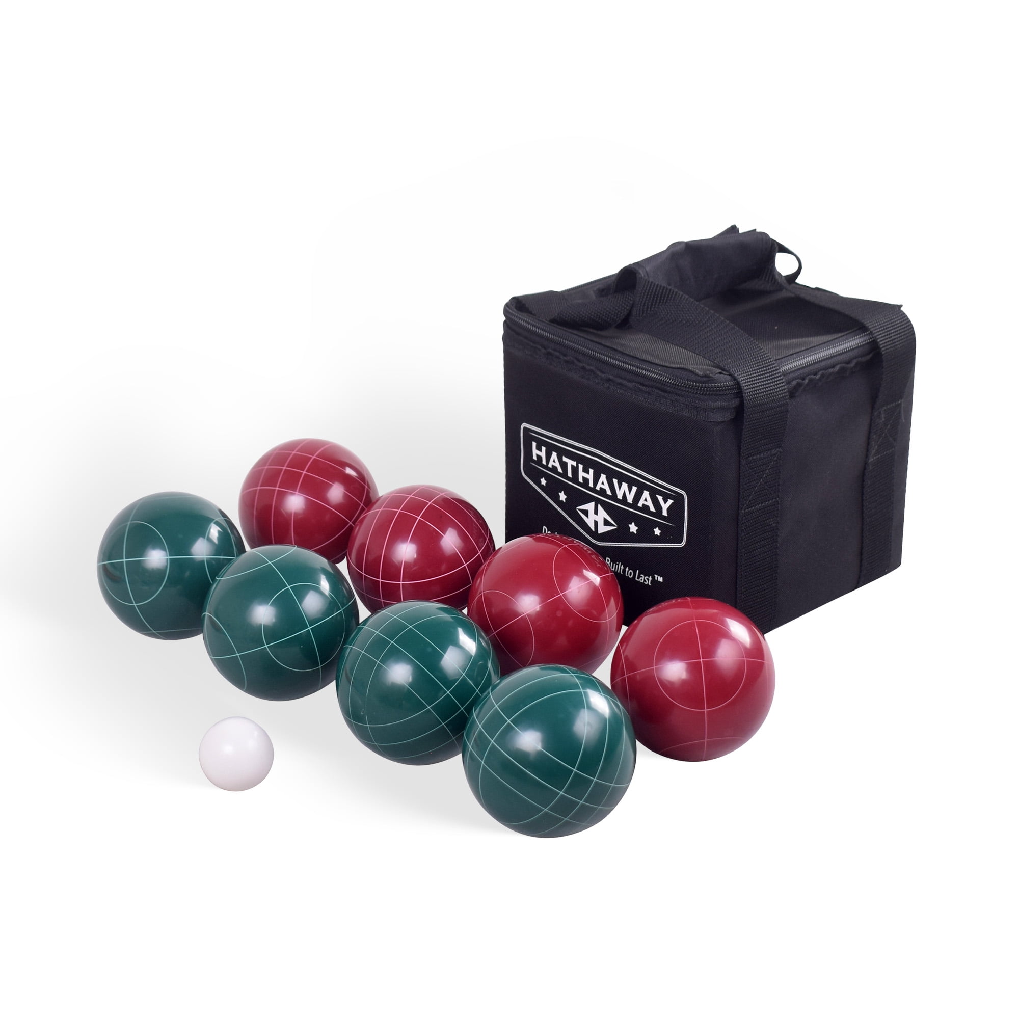 Hathaway Bocce Ball Set w/8 Bocce Balls, 1 Pallino Ball, & Nylon Carry Bag - Green & Red