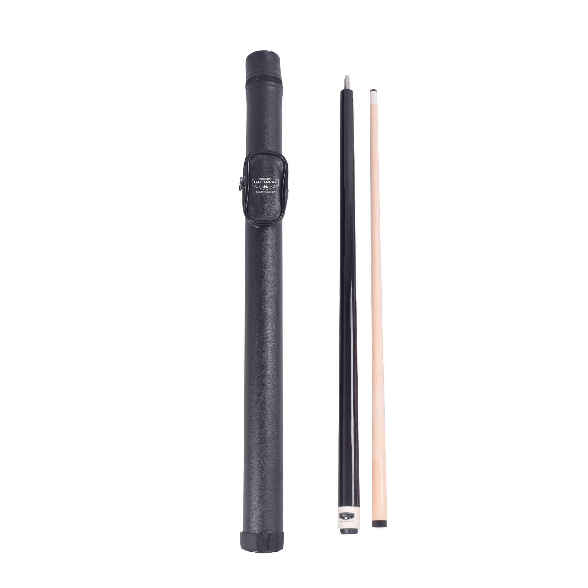 Hathaway Maple Cue 58" 2-Piece Pool Cue Stick with Diameter Case Set, Black
