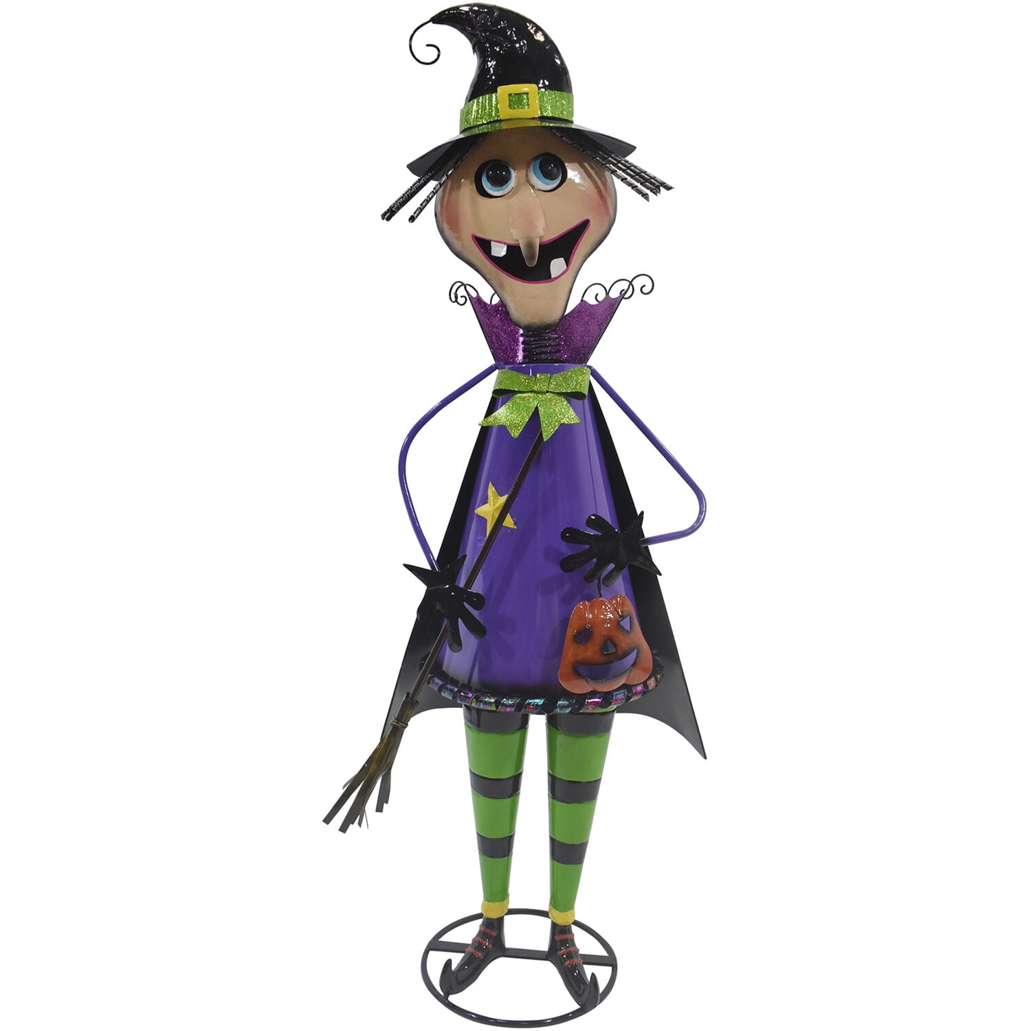 Haunted Hill Farm 42 in Iron Witch Holding a Jack-O-Lantern, Indoor/Outdoor Halloween Decoration, Festive Holiday Decor, HHMTWITCH042-0PU