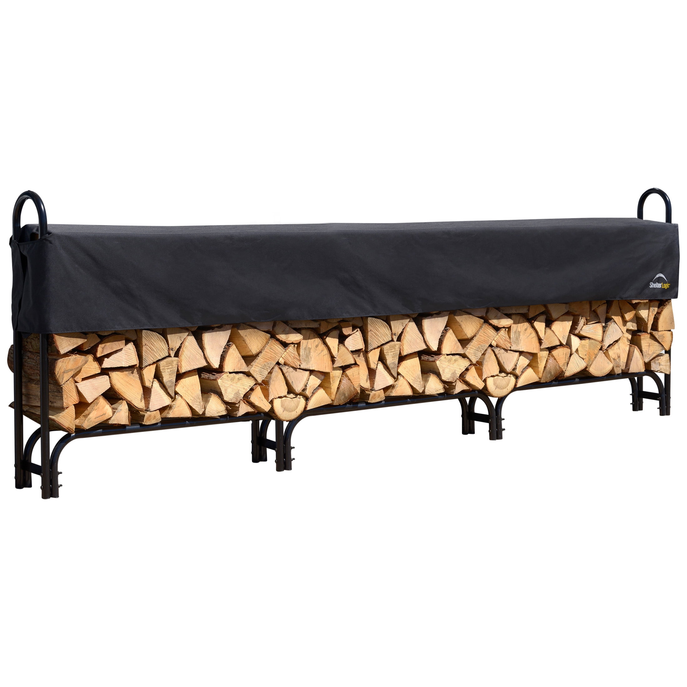 ShelterLogic Firewood Rack-in-a-Box Black Heavy Duty Firewood Rack With Cover 12 Ft.
