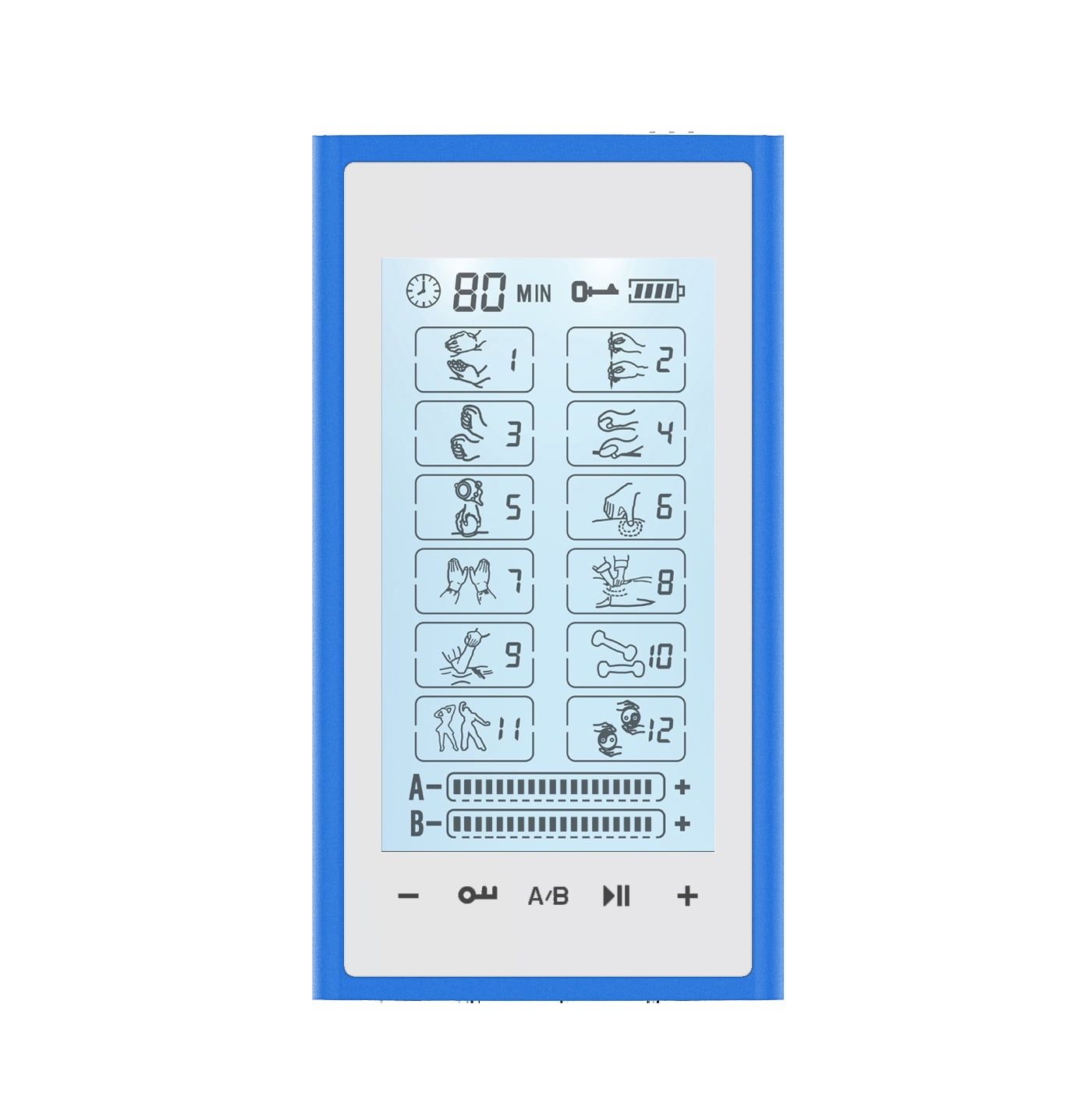 HealthmateForever T12AB2 Touch Screen Professional Grade TENS Muscle Recovery & Pain Relief Therapy (Blue on White)