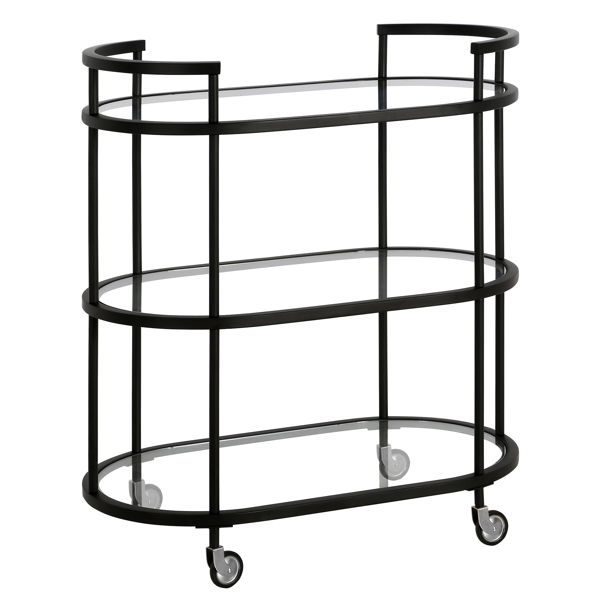 Henn&Hart 30" Blackened Bronze Metal/Glass Bar Cart