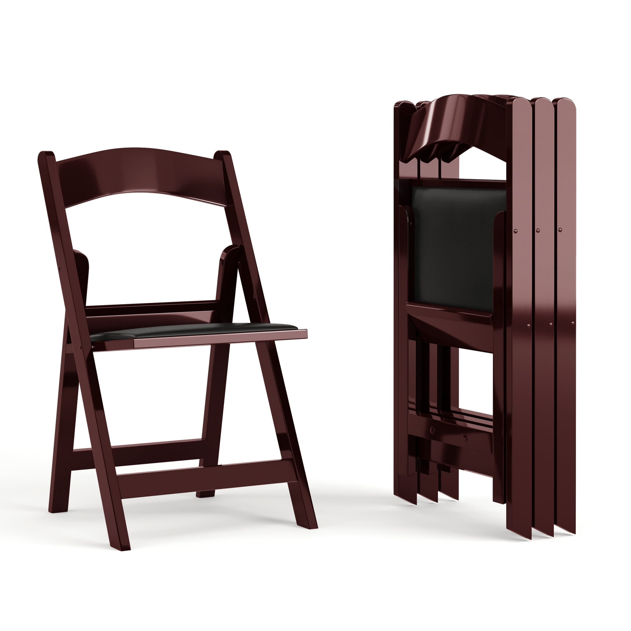 Flash Furniture Hercules Series Adult Comfortable Resin Folding Event Chairs, Set of 4, Mahogany