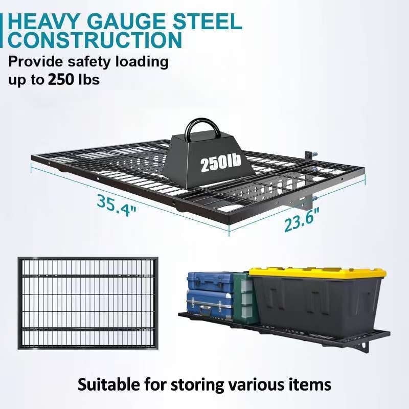 HAINAWANG Black Black Metal Floating Adjustable Wall System Shelf